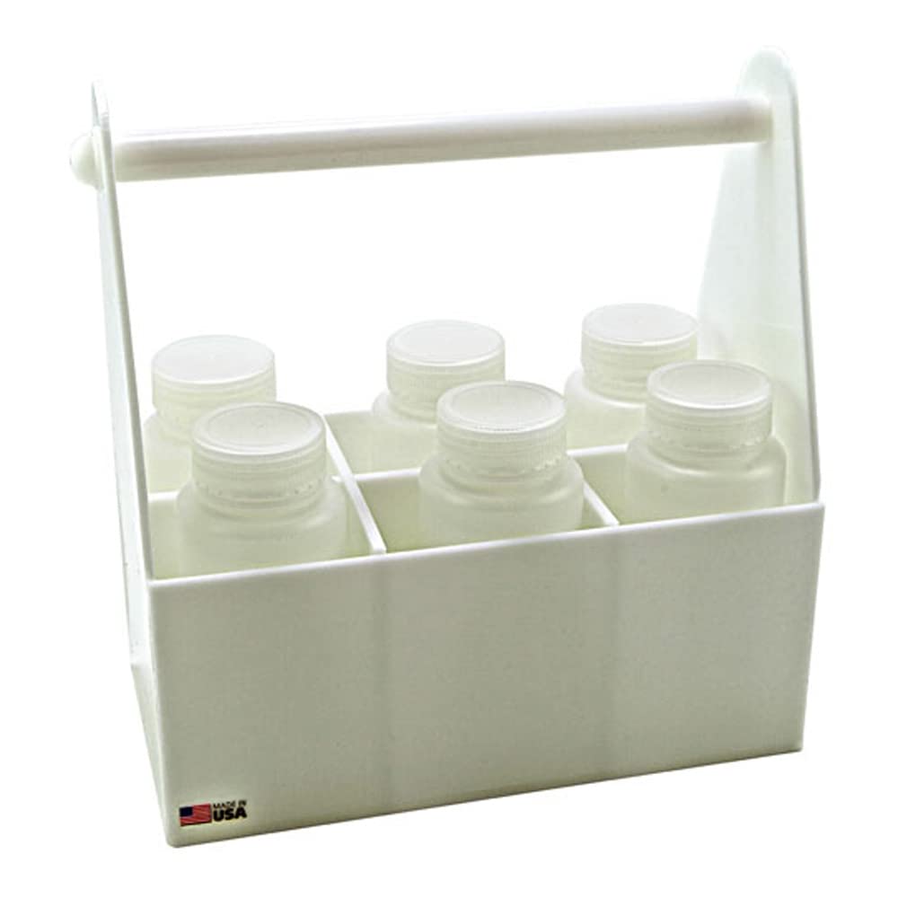 8-Place HDPE Lab Safety Bottle Carrier for 16oz Bottles - Durable Chemical Storage Solution for Laboratories, Schools & Workplaces