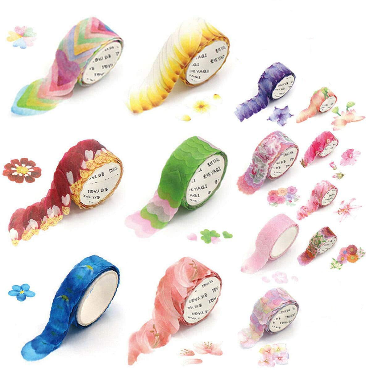 2800PCS Floral Washi Tape Set - 14 Rolls Decorative Masking Tape with Flower Petal Design for Scrapbooking, Journaling, Bullet Journal & Planner - Perfect for DIY Crafts, Gift Wrapping & Home Decor