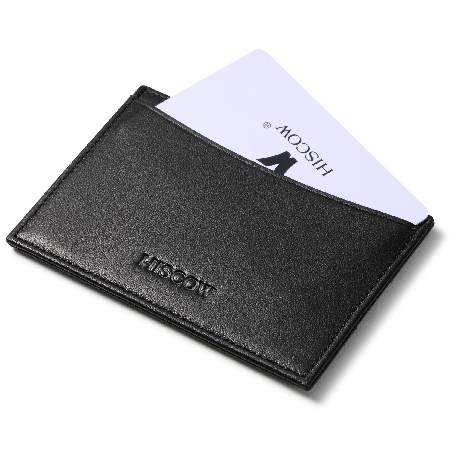 Slim Leather Card Holder for Men & Women - RFID Blocking Thin ID Credit Card Wallet (Black) | Perfect for Travel, Business & Everyday Use