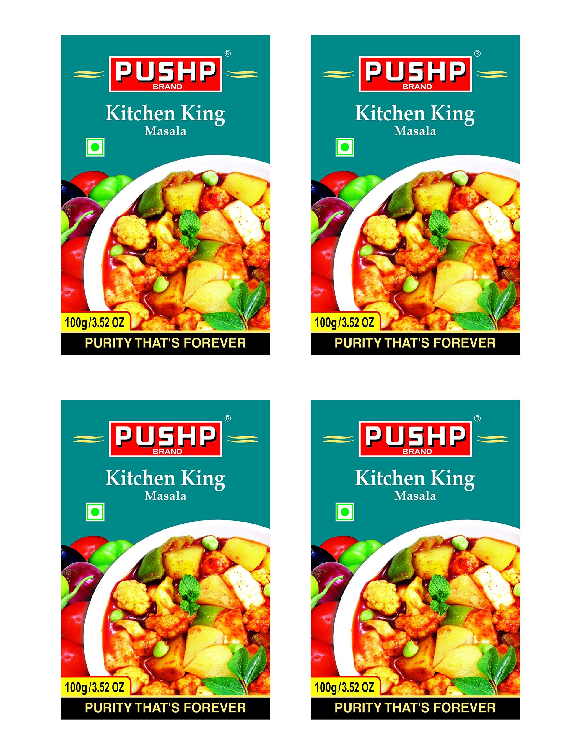 Pushp Kitchen King Masala Spice Blend - 4 Pack (100g Each) | Authentic Indian Seasoning for Curry, Biryani & Tandoori Cooking | Perfect for Home Chefs & Restaurant Use