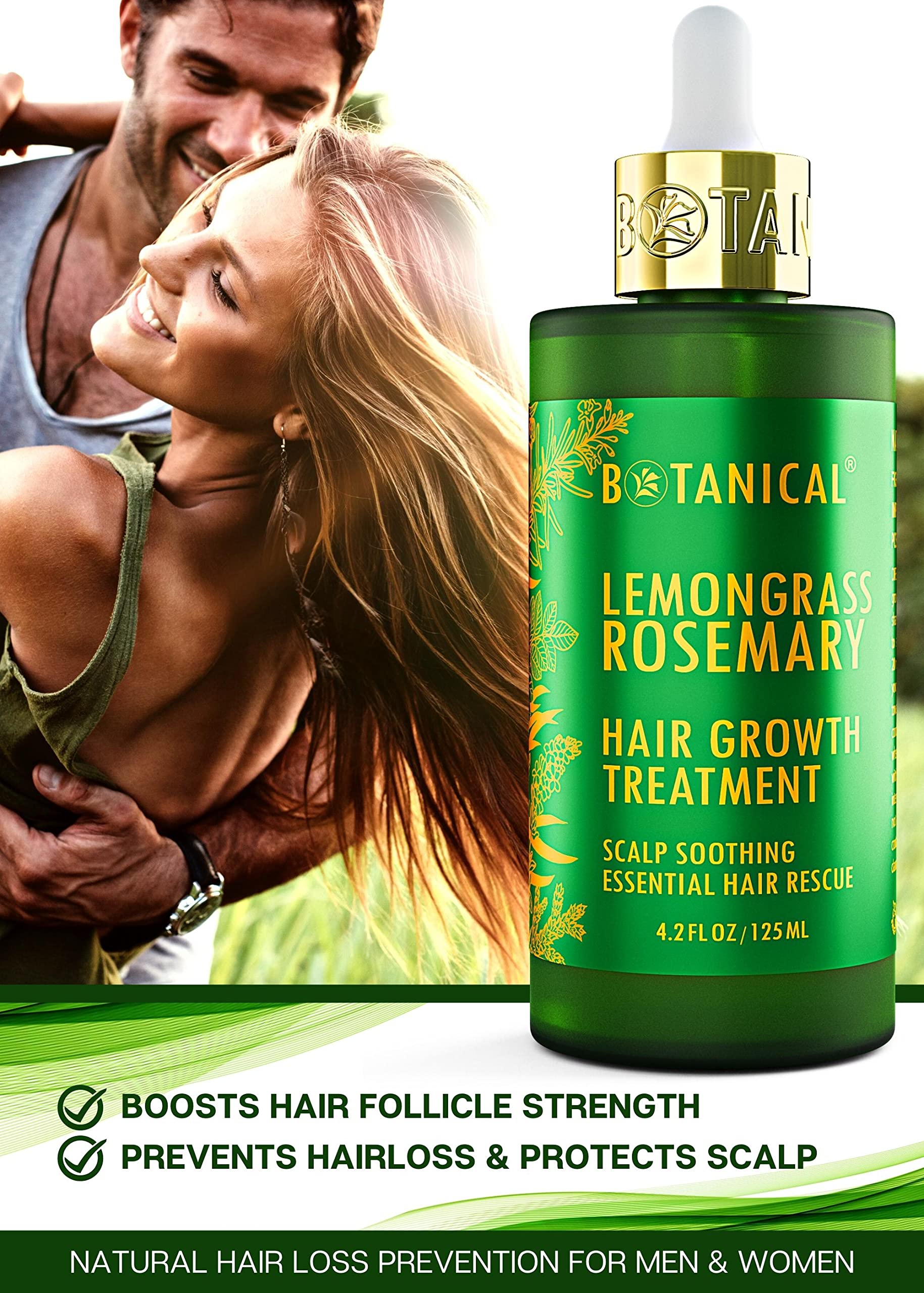 Botanical Hair Growth Treatment Set - Thickening Shampoo & Anti-Thinning Conditioner with Lemongrass & Rosemary for Hair Loss - Scalp Soothing Formula for Women & Men - Promotes Fuller, Healthier Hair for Daily Use & Hair Care Routine