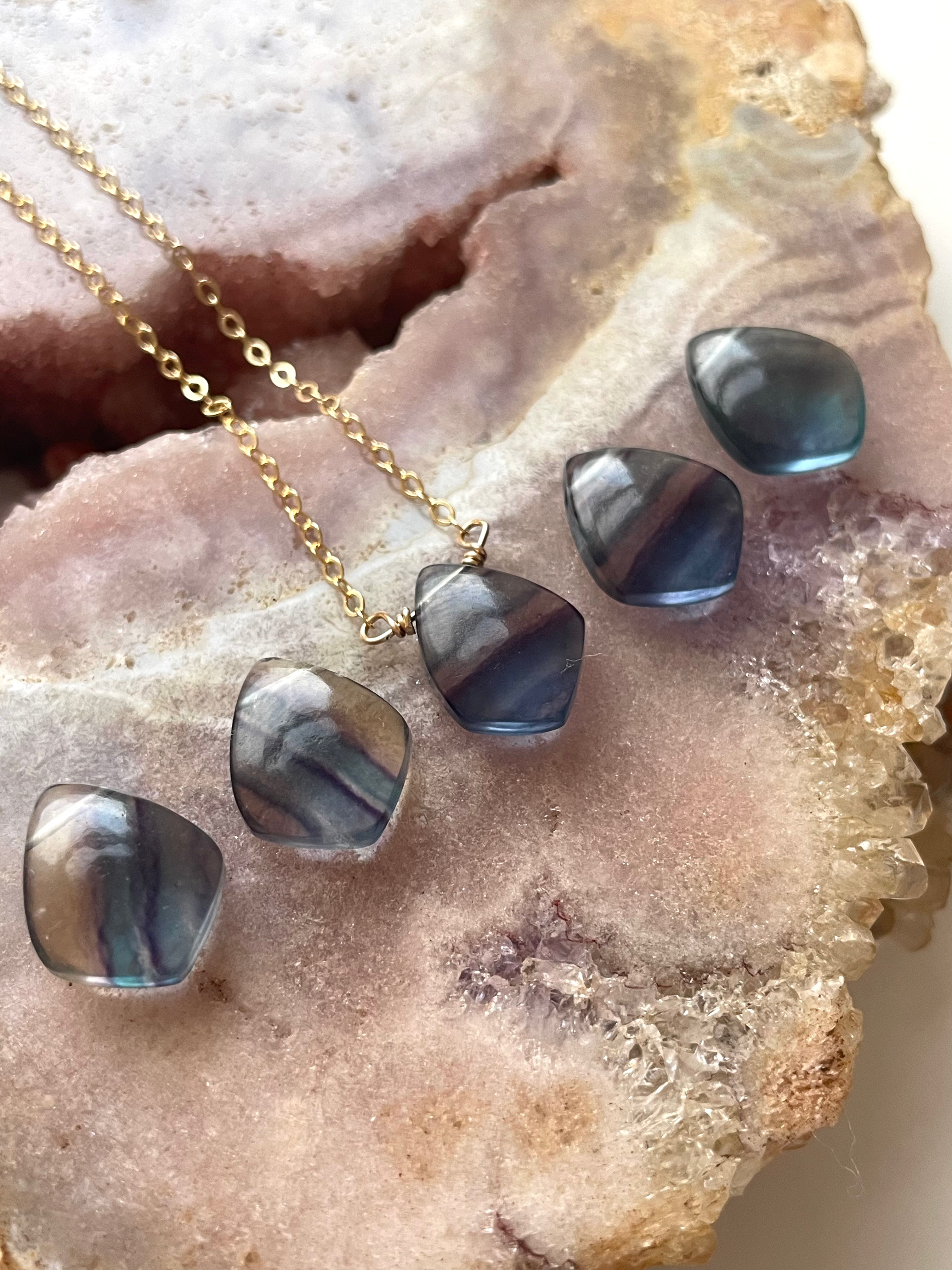 Rainbow Fluorite Pendant Necklace - Healing Crystal Jewelry for Women - Elegant Spiritual Gift for Meditation, Energy Balancing & Chakra Healing