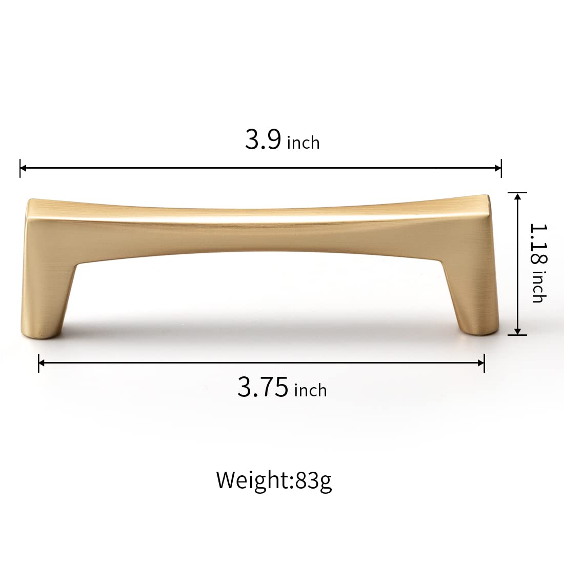 YAGU 10 Pack Brushed Gold Cabinet Pulls - 3.75 Inch Hole Center Brushed Brass Kitchen Drawer Handles - Durable Zinc Alloy Furniture Hardware for Bathroom, Cupboard, Vanity, Dresser & Closet - Perfect for Modern Home Renovation and DIY Projects