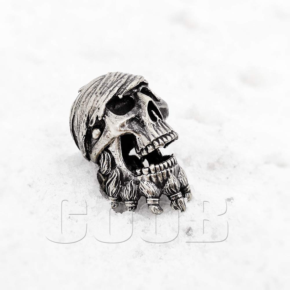 BlackBeard Pirate Skull Paracord Bead - EDC Knife Lanyard Pendant for Outdoor Adventures
