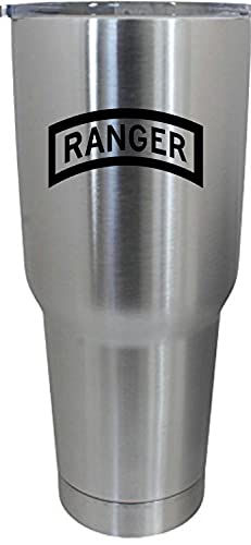 75th Ranger Tab Military Stainless Steel Tumbler 30oz - Camping & Outdoor Use