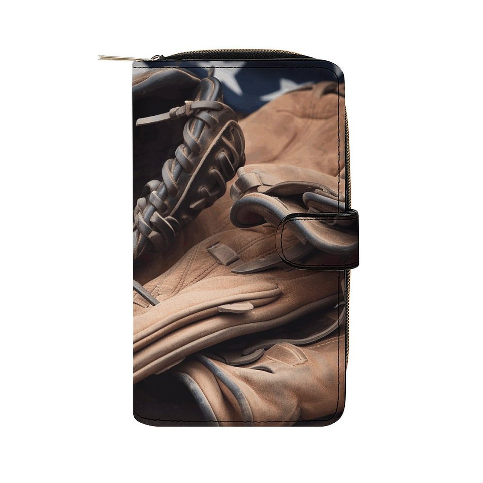LQWOK Baseball Equipment Printed Leather Wallet - Durable & Portable Travel Wallet (19.7x11x3.5cm) - Perfect for Sports Fans, Everyday Use & Gift Giving