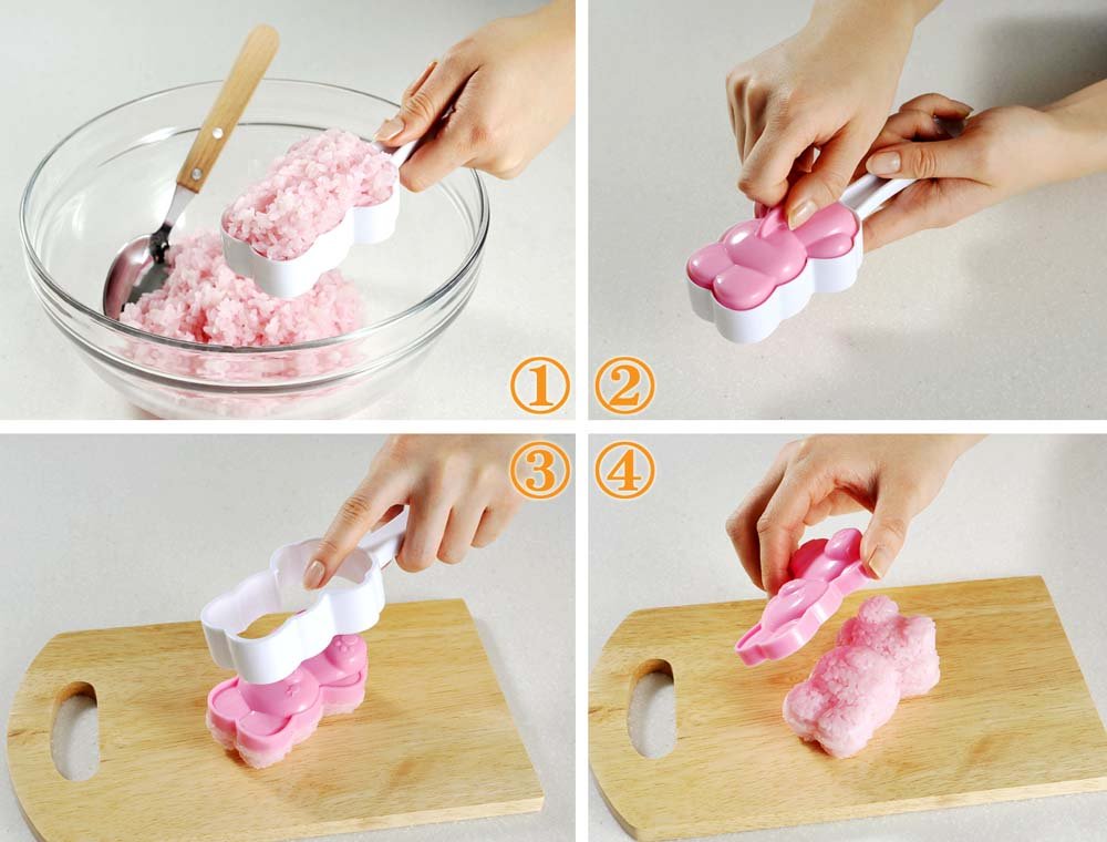 Bear & Rabbit Shaped Sushi Rice Press Molds with Food Cutters - DIY Sushi Making Kit for Home Cooking, Party Decorations & Bento Box Art (75872)