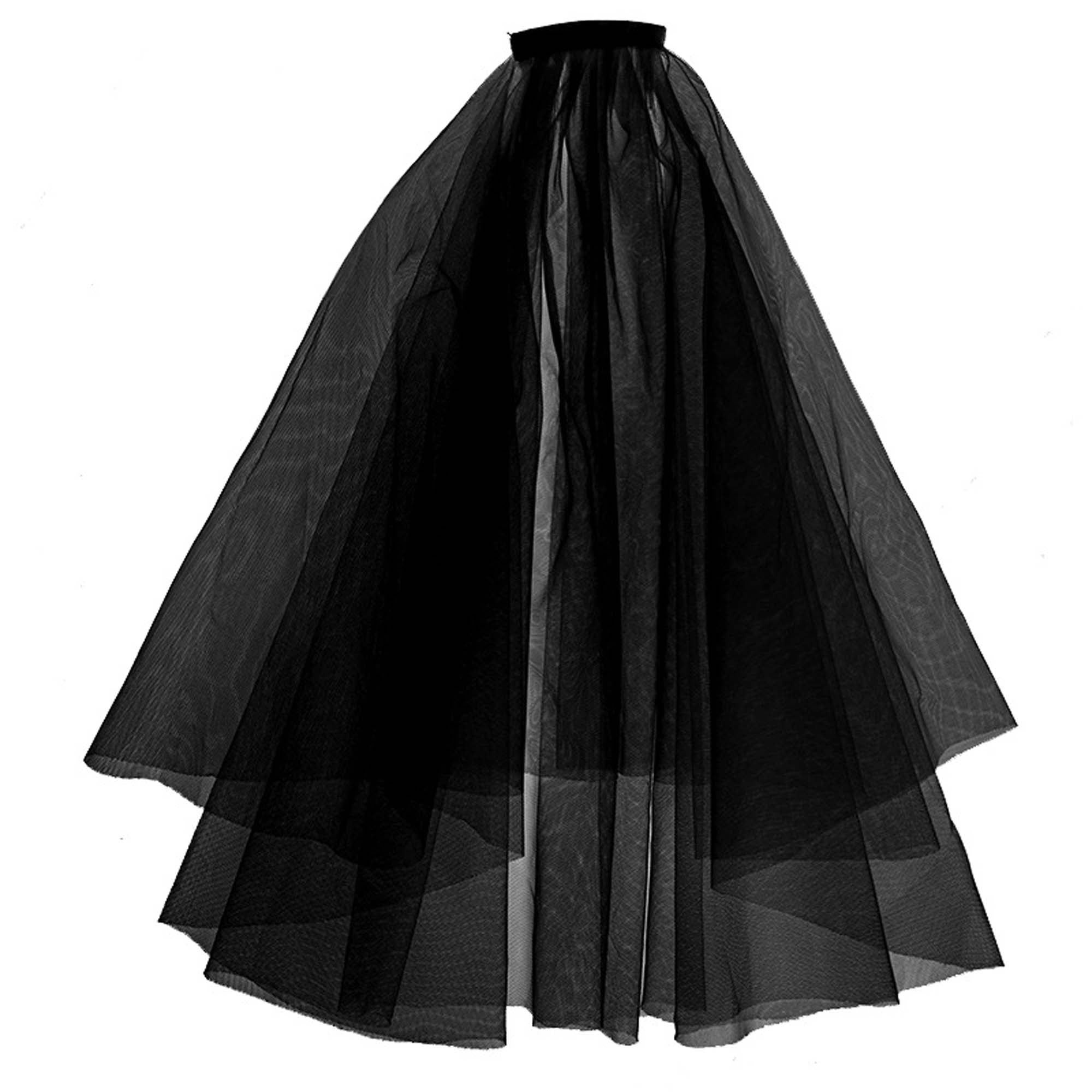 Elegant Black Gothic Wedding Veil - Lace Cathedral Length Bridal Veil for Dark Romance Weddings, Halloween & Vampire Themed Ceremonies