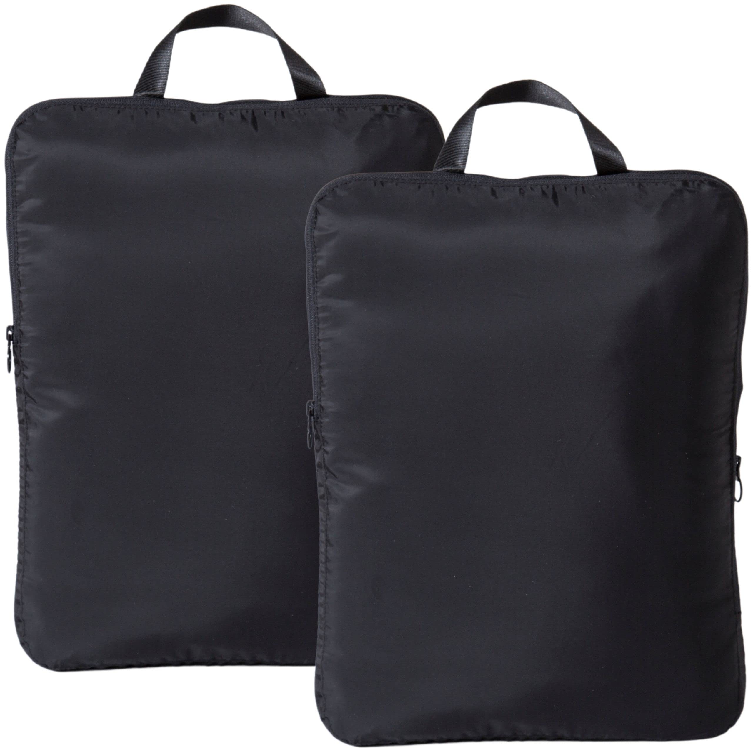 2 Pack Compression Packing Cubes for Suitcases - Large Black Luggage Organizer Bags Set | Perfect for Travel, Business Trips & Weekend Getaways