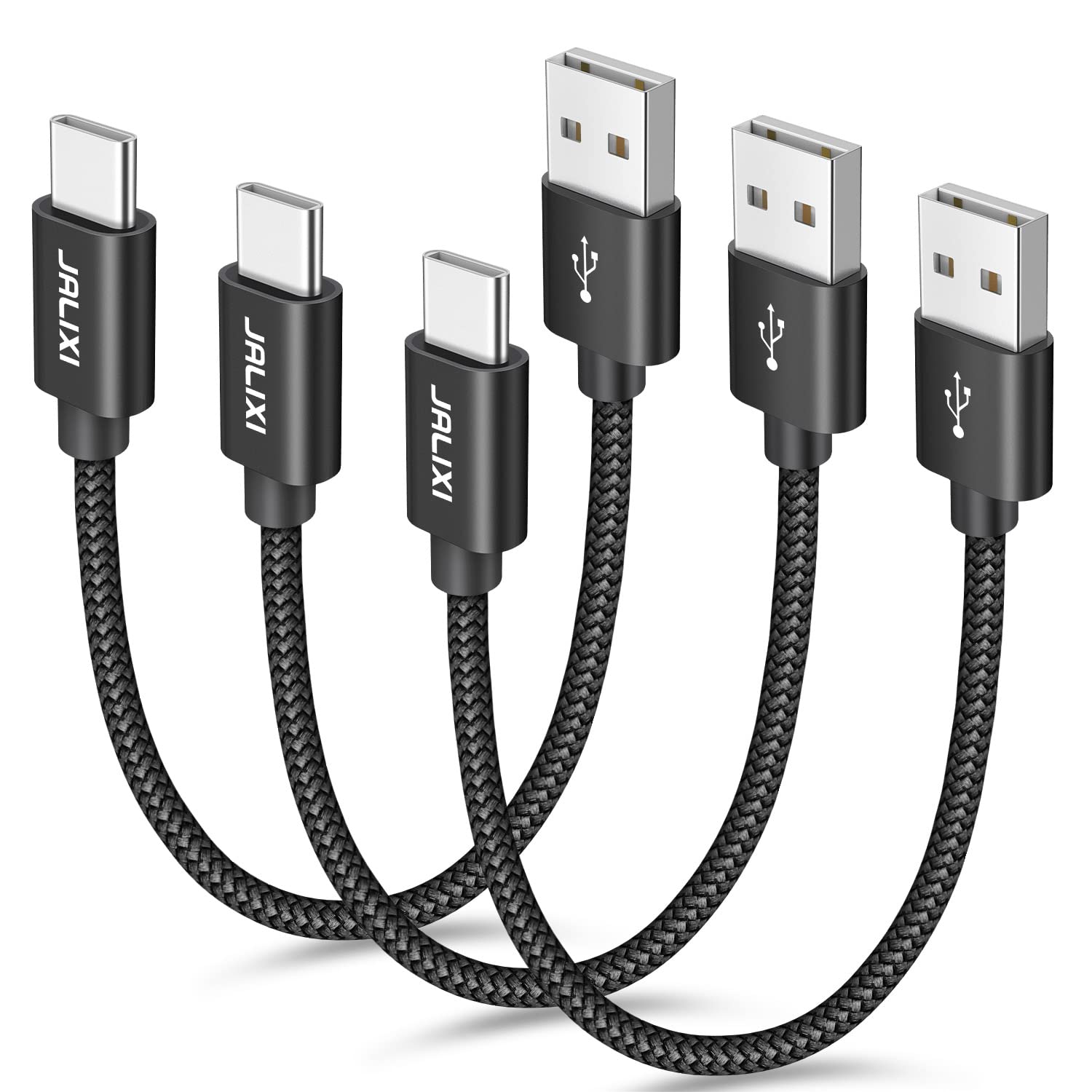 JALIXI 1ft USB C to USB C Fast Charging Cable - 60W PD Quick Charge, Durable Nylon Braided Type C Cord for iPhone 16/15 Pro Max, Samsung Galaxy S25/S24/S23, iPad Pro - Perfect for Home, Office & Travel Charging
