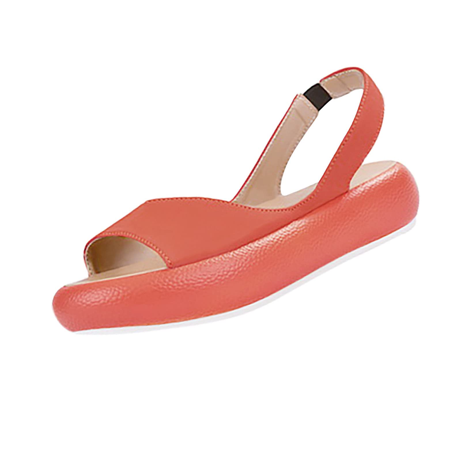 Women's Leather Casual Sandals with Solid Band & Elastic Toe Strap - Comfortable Open-Toe Summer Sandals for Women | Perfect for Beach, Travel & Everyday Wear