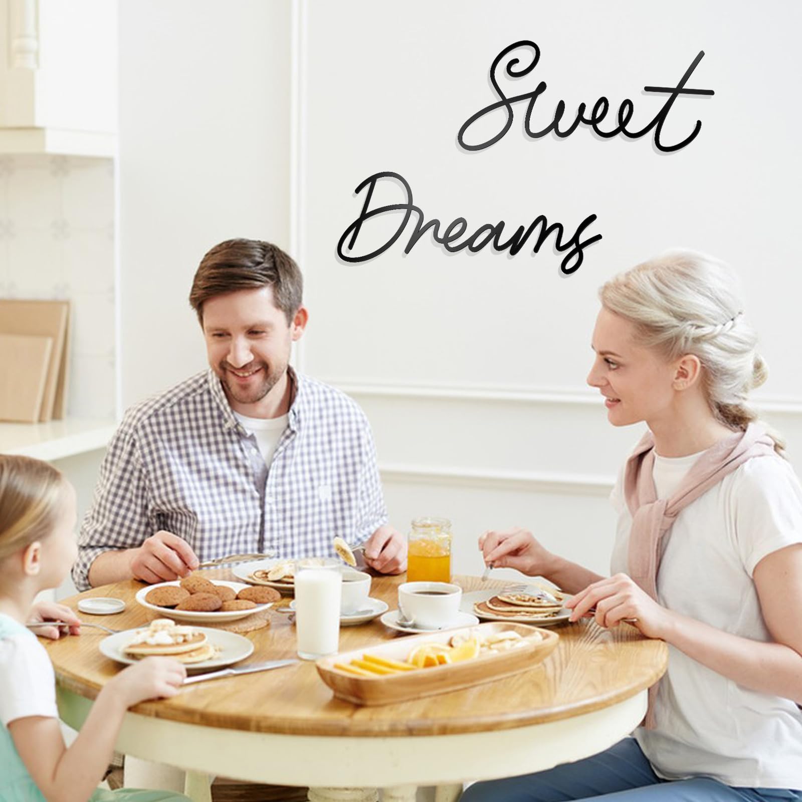 Zzbakress Sweet Dreams Metal Wall Art - Large Modern Farmhouse Sign for Living Room, Bedroom, Office & Home Decor (Black) - Perfect for Farmhouse, Rustic & Boho Style Interiors