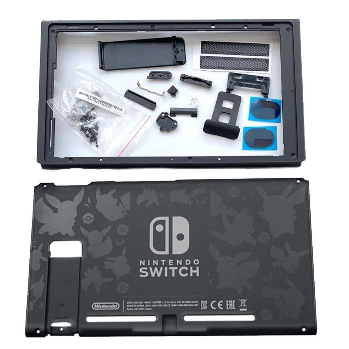 Full Housing Shell with Backplate Case & Middle Frame Replacement for Nintendo Switch 2019/2020 Model HAC-001(-01) - DIY Repair Kit for Joy-Con Drift & Console Protection | Gaming Accessories for Switch Enthusiasts