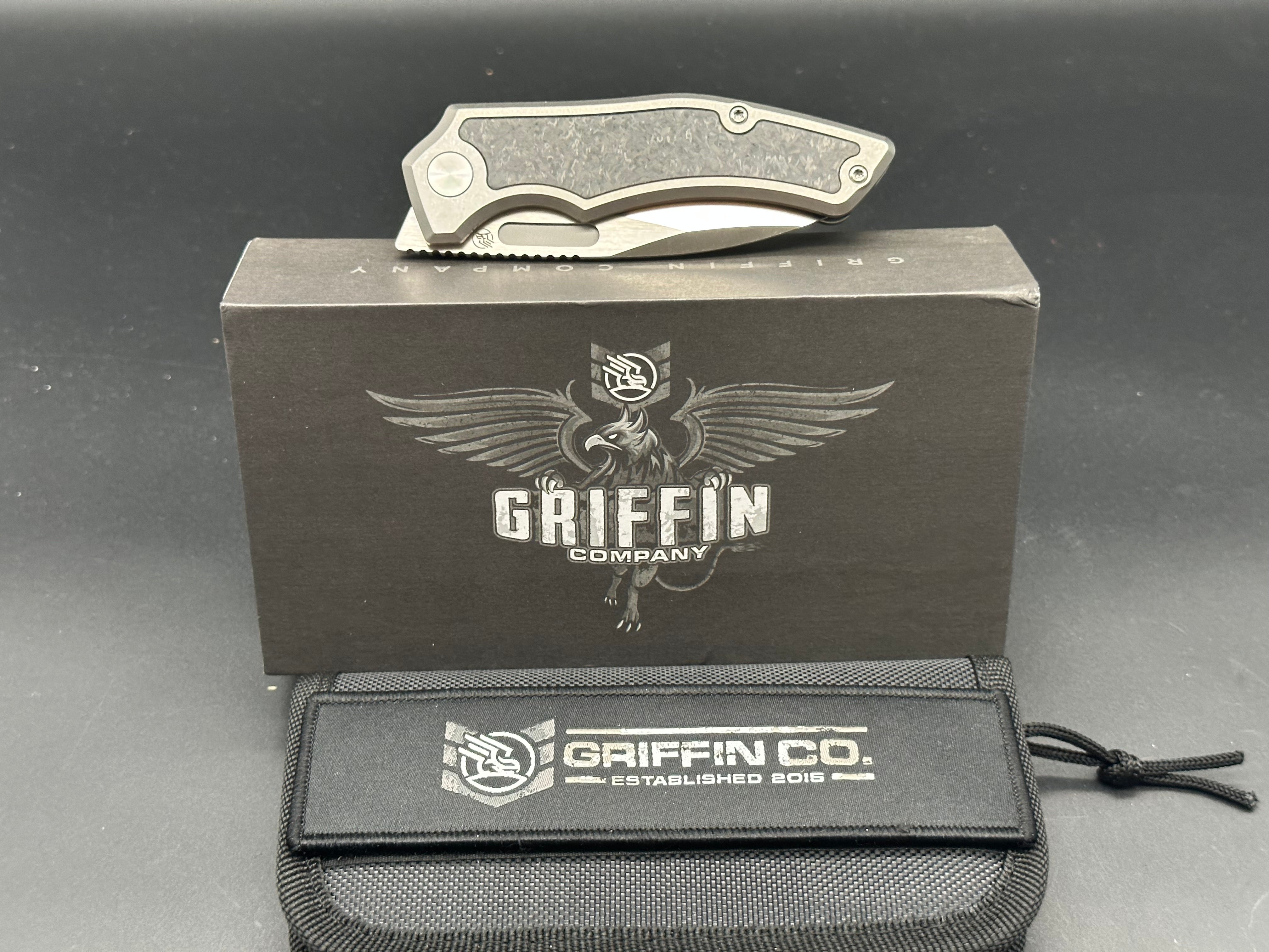 Griffin Company Scout F3 Titanium Carbon Fiber Handle M390 Blade EDC Folding Knife - Perfect for Camping, Hiking & Outdoor Survival Gear
