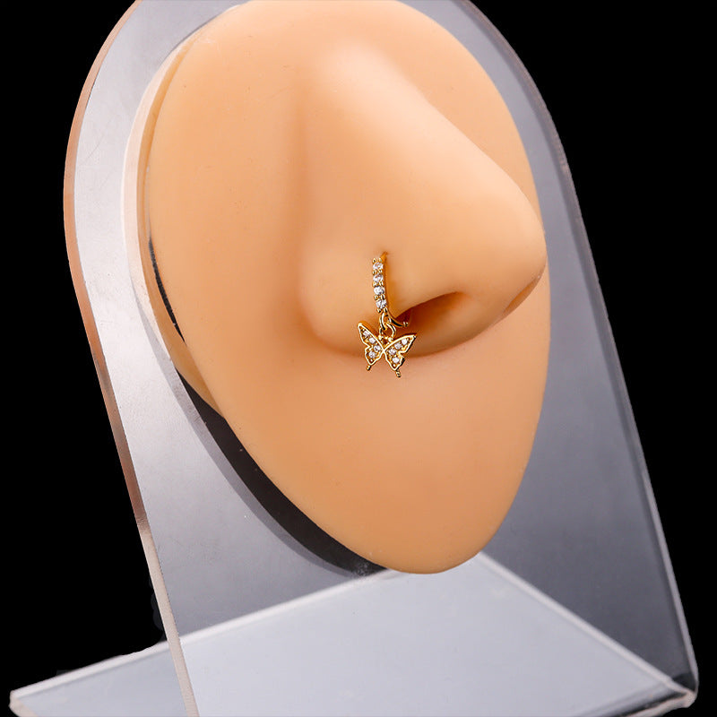 18K Gold Clover Hinged Hoop Septum Ring - Elegant Body Jewelry for Nose Piercing | Perfect for Everyday Wear & Special Occasions