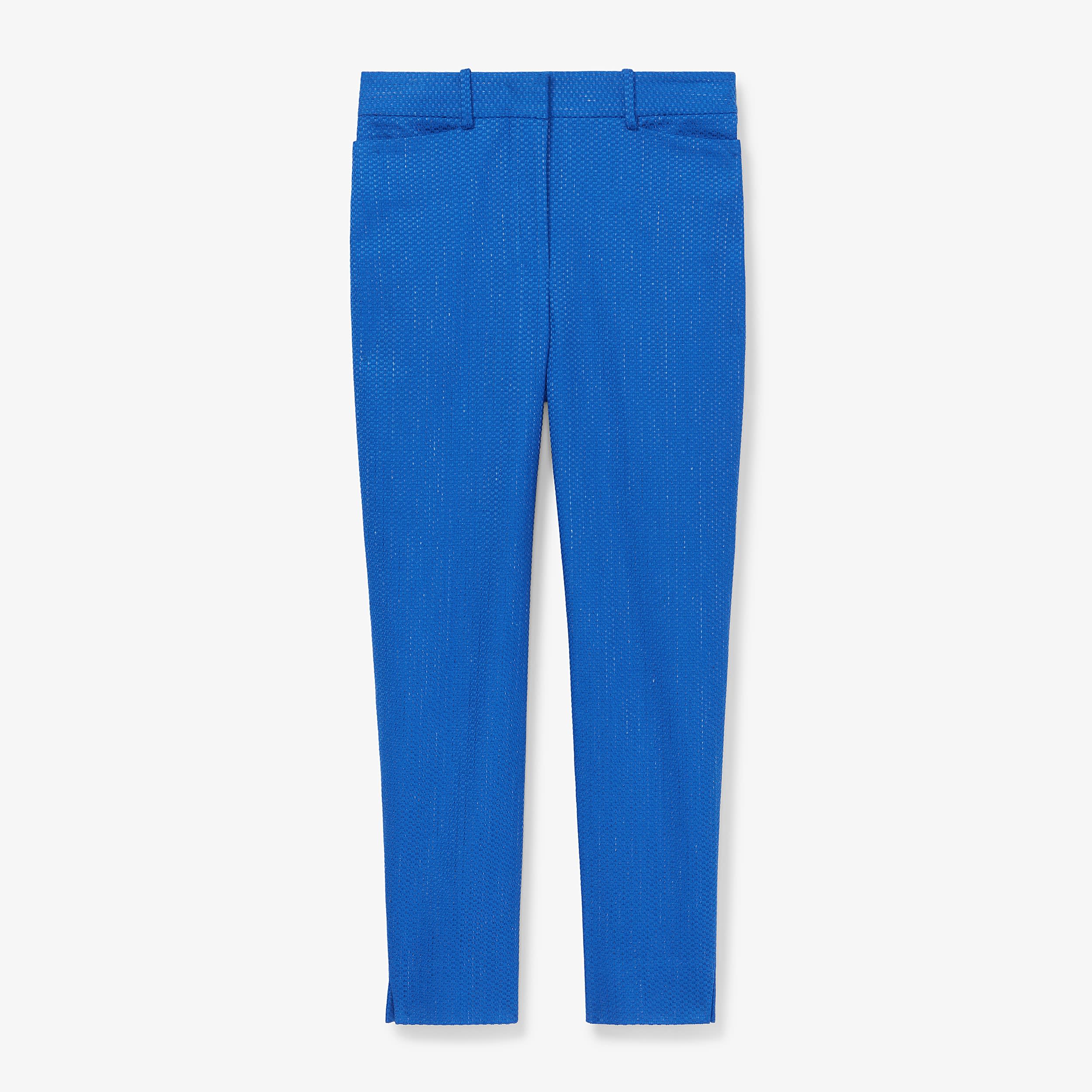 Condesa Pant Basketweave Jacquard Pants in Azure Blue - Elegant High-Waisted Trousers for Women | Perfect for Office Wear, Cocktail Parties & Special Occasions