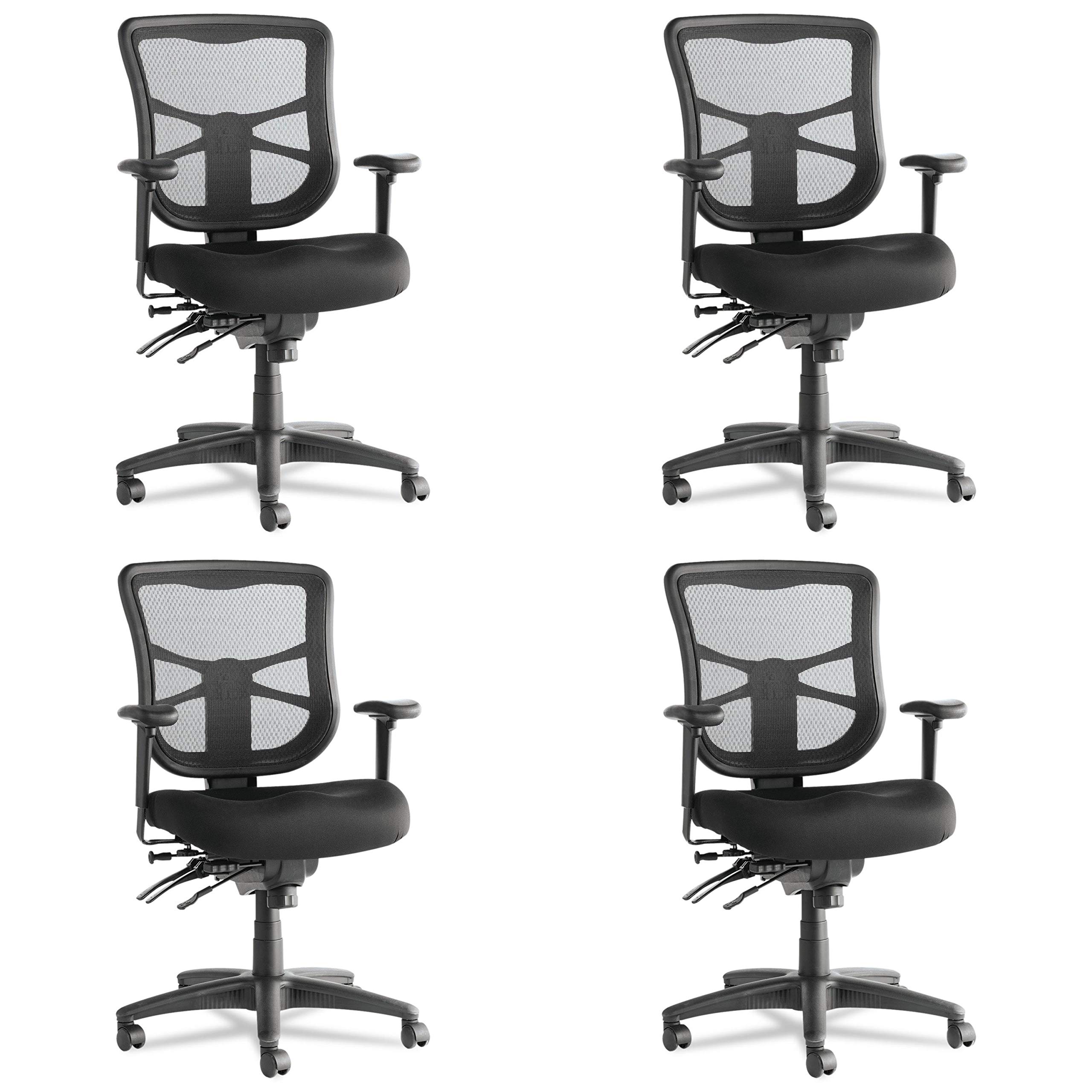 Alera Elusion Series Mesh Mid-Back Multifunction Office Chair - 4 Pack Black | Ergonomic Support for Home & Business Workspaces, Conference Rooms, and Gaming Setups