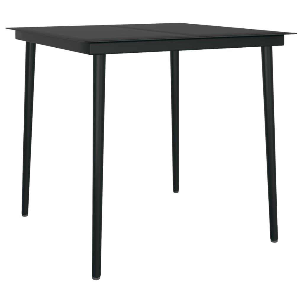 vidaXL 3-Piece Black Patio Dining Set - Outdoor Garden Table and Chairs for Backyard, Deck, and Poolside Relaxation
