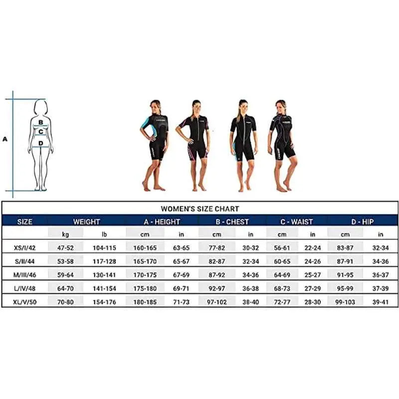 Premium CRESSI 2.5mm Shorty Wetsuit for Women - Comfortable Neoprene Swimwear for Surfing, Snorkeling & Water Sports