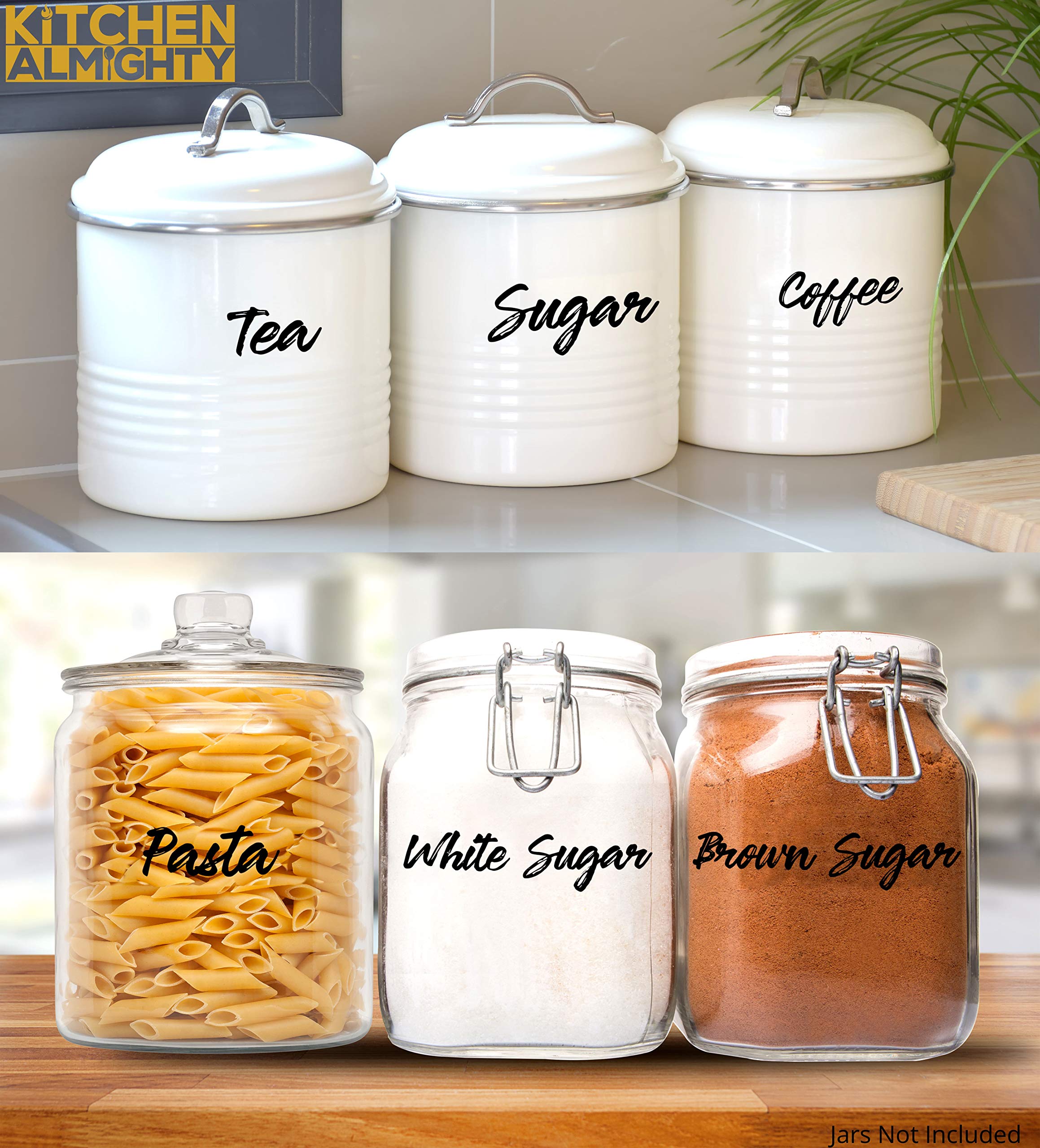 **102-Piece Waterproof Pantry Labels Set - Preprinted & Write-On Kitchen Organization Labels for Storage Containers, Jars & Canisters - Elegant Glossy Finish | Perfect for Pantry, Spice Rack & Meal Prep Organization**