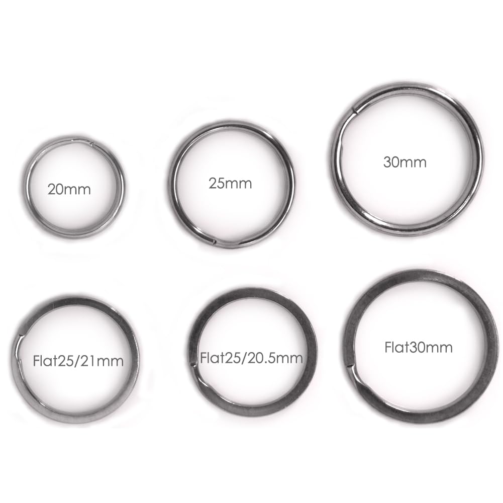 316 Stainless Steel Heavy Duty Key Ring - Marine Grade Split Ring Keychain for Scuba Gear, BCD Attachment, Boat Keys & Outdoor Equipment (25mm x 21mm x 10mm Flat Design) - Perfect for Diving, Sailing, Camping & Adventure Activities