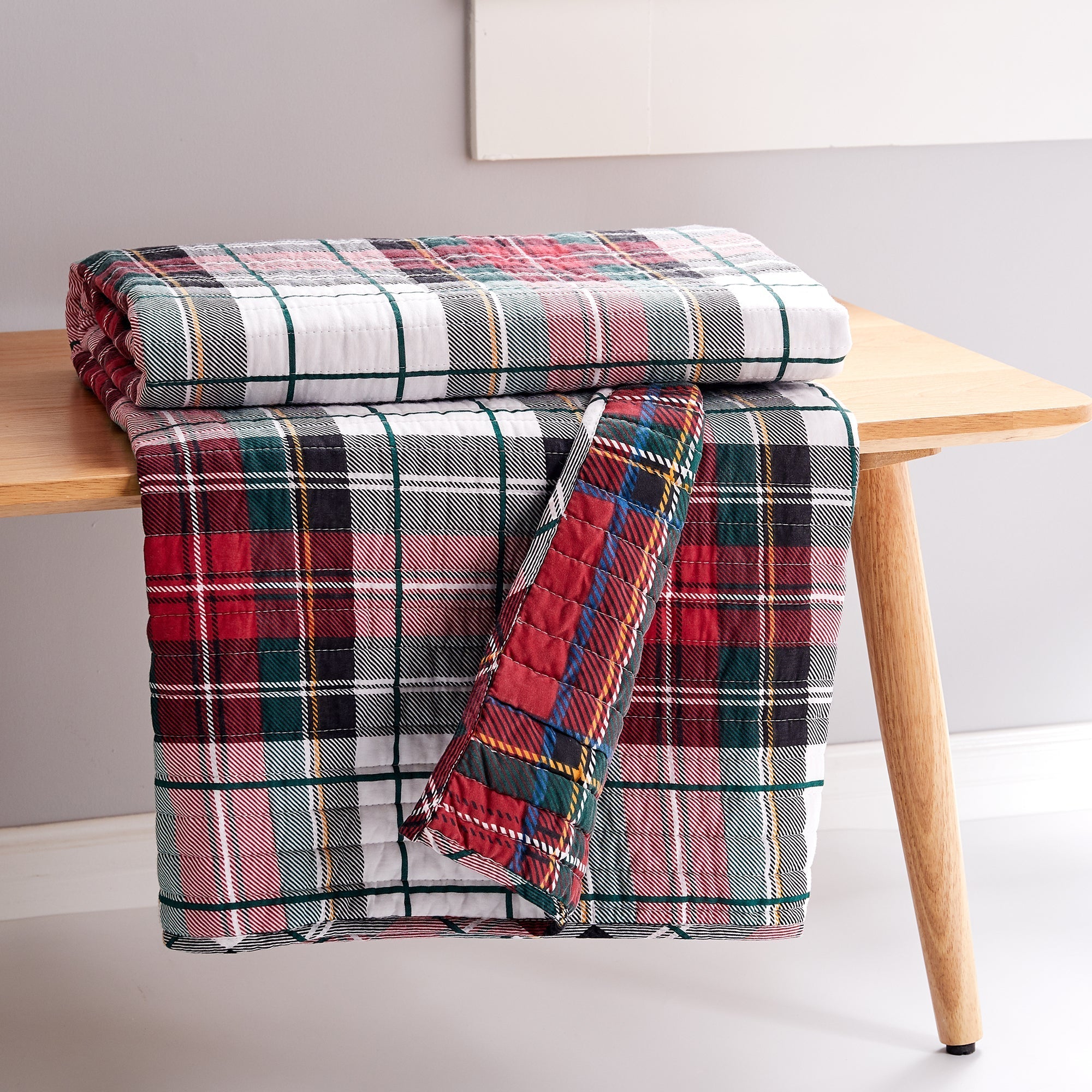 Stylish Spencer Plaid Quilted Throw Blanket - Soft & Cozy Flannel Bedding for Couch, Sofa, and Bed - Perfect for Winter Nights, Movie Time & Home Decor