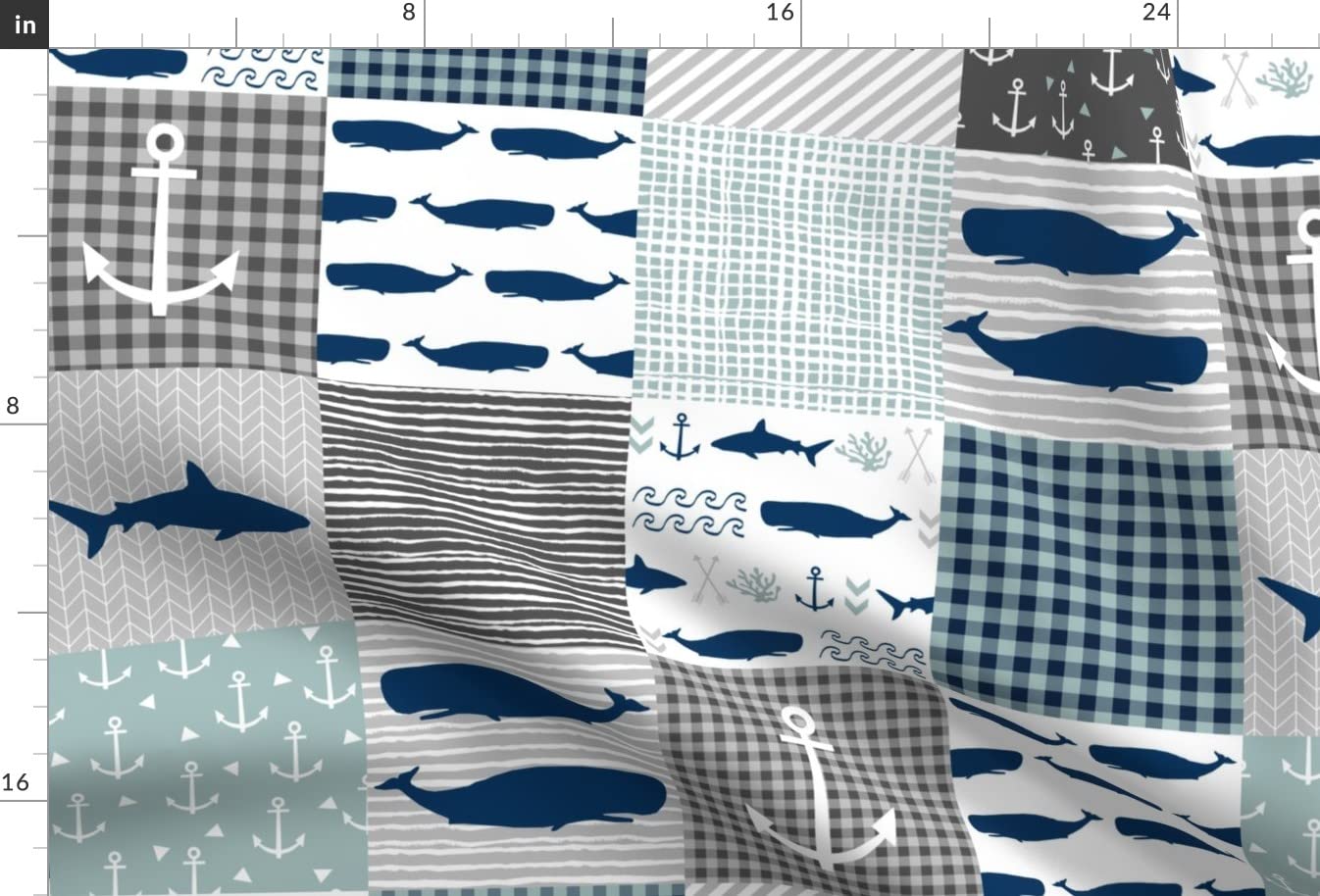 Ocean Whale Print Minky Fabric by The Yard - Soft Plush Quilt Backing for Baby Blankets, Sewing Projects & Nursery Decor - Navy Blue Nautical Theme for Boys & Girls