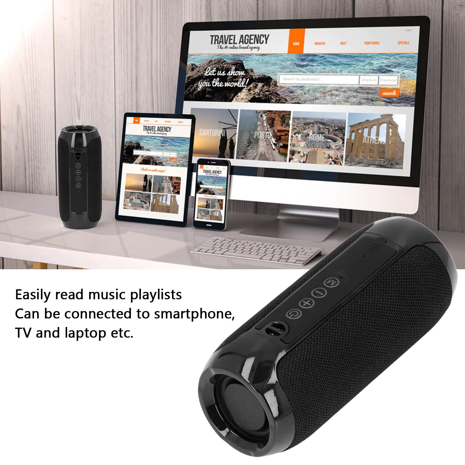 Portable Waterproof Bluetooth Speaker - 5.0 Wireless Mini Outdoor Speaker with USB Charging, HD Stereo Sound for Camping, Beach, Hiking & Home Use (2.7 x 2.7 x 6.3in)