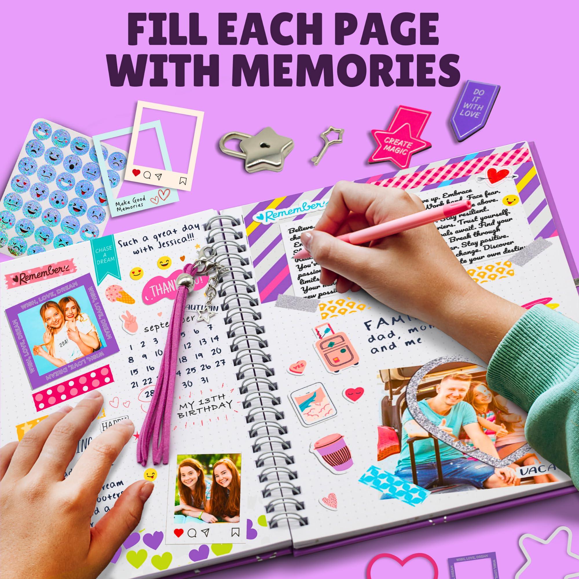 Piccassio DIY Scrapbook Journal Kit for Teens & Girls Ages 15+ - Complete Creative Craft Set with Stickers, Stationery & Art Supplies - Perfect for Memory Keeping, Bullet Journaling & Gift Giving