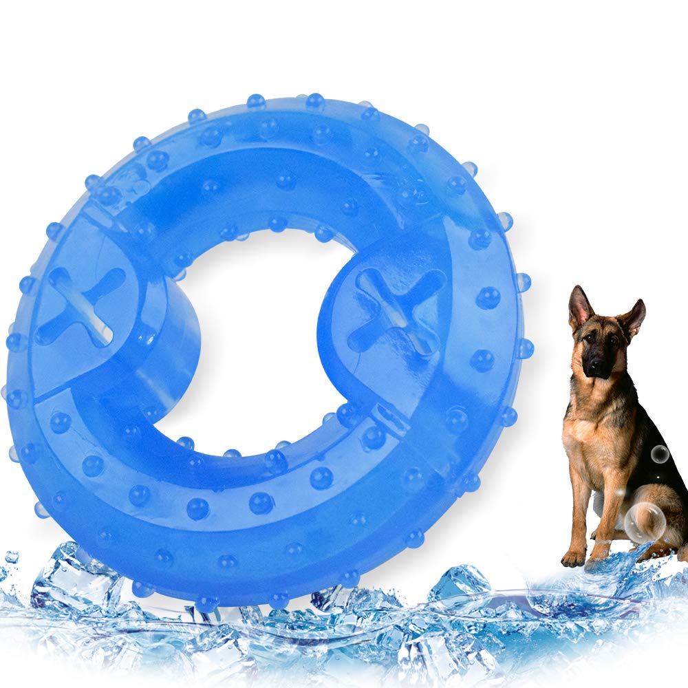 Freezeable Dog Cooling Chew Toy - Durable Puppy Teething Ring for Summer, Ice Soothing Chew Bone for Small & Large Dogs - Perfect for Hot Weather, Teething Relief & Playtime
