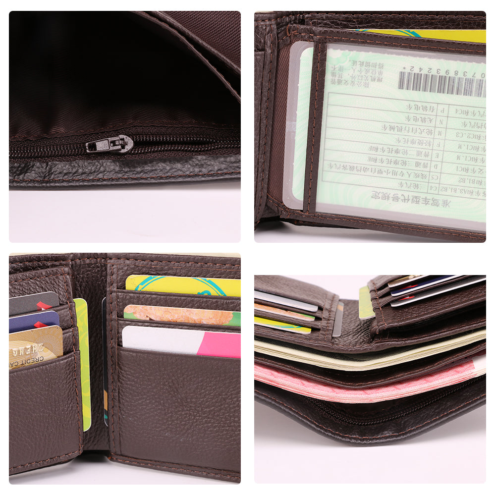 Slim Genuine Leather Men's Wallet - RFID Blocking Bifold Wallet for Men - Minimalist & Lightweight - Perfect for Everyday Carry, Travel & Business Use