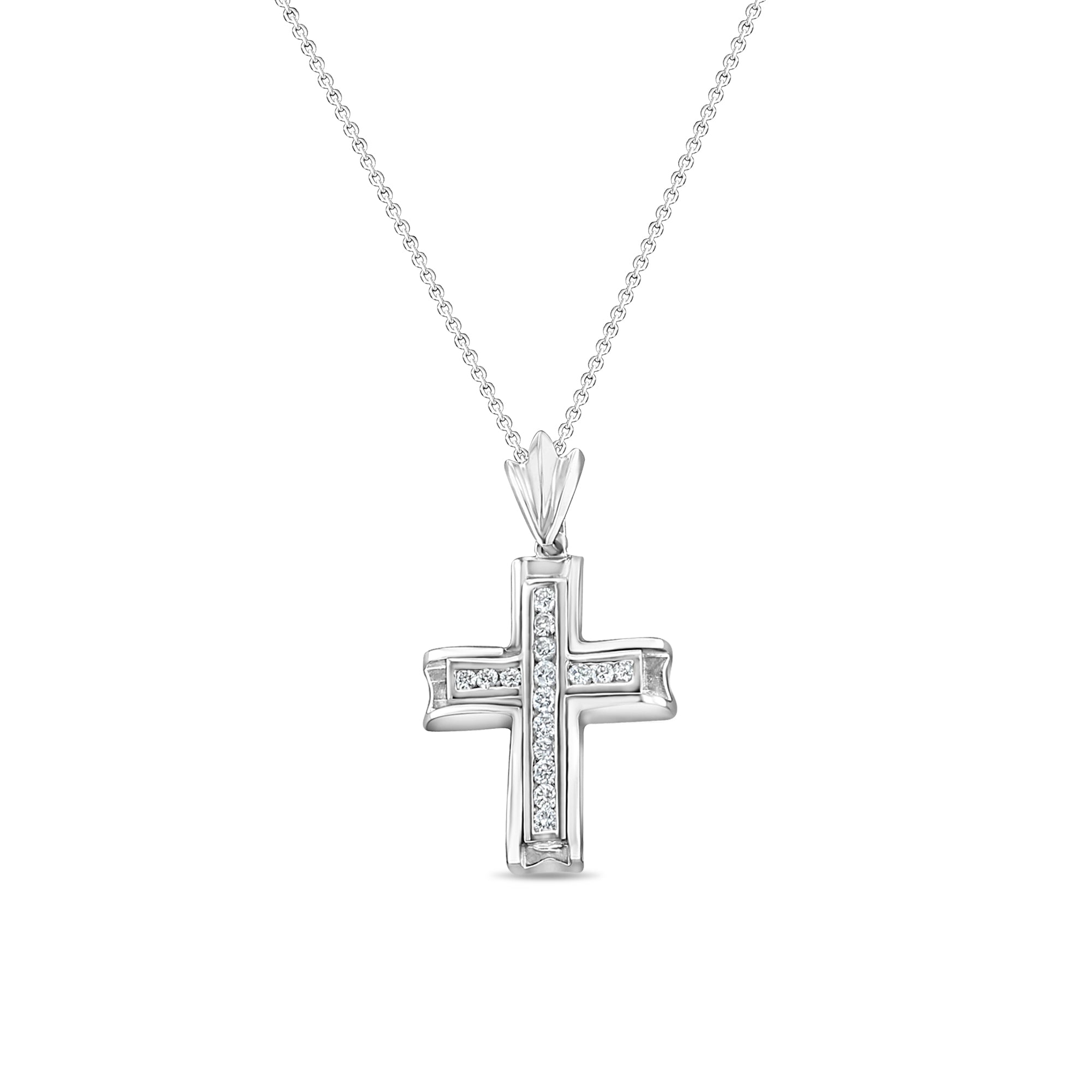 1/2 Carat Diamond Cross Pendant Necklace in 14k White Gold - Elegant Religious Jewelry Gift for Women, Perfect for Baptism, Confirmation & Everyday Wear