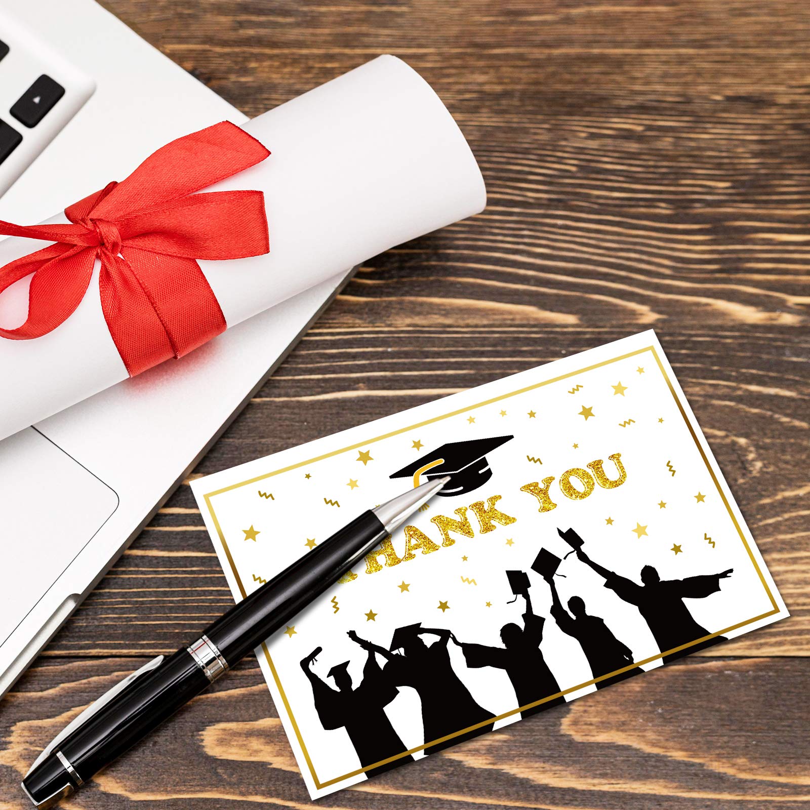 P1nkpopp 32PCS Graduation Thank You Cards Set 2023 - Congratulations Grad Greeting Cards with Well Wishes for Graduation Party, Game Activities & School Events - Perfect for High School, College Graduates & Commencement Celebrations