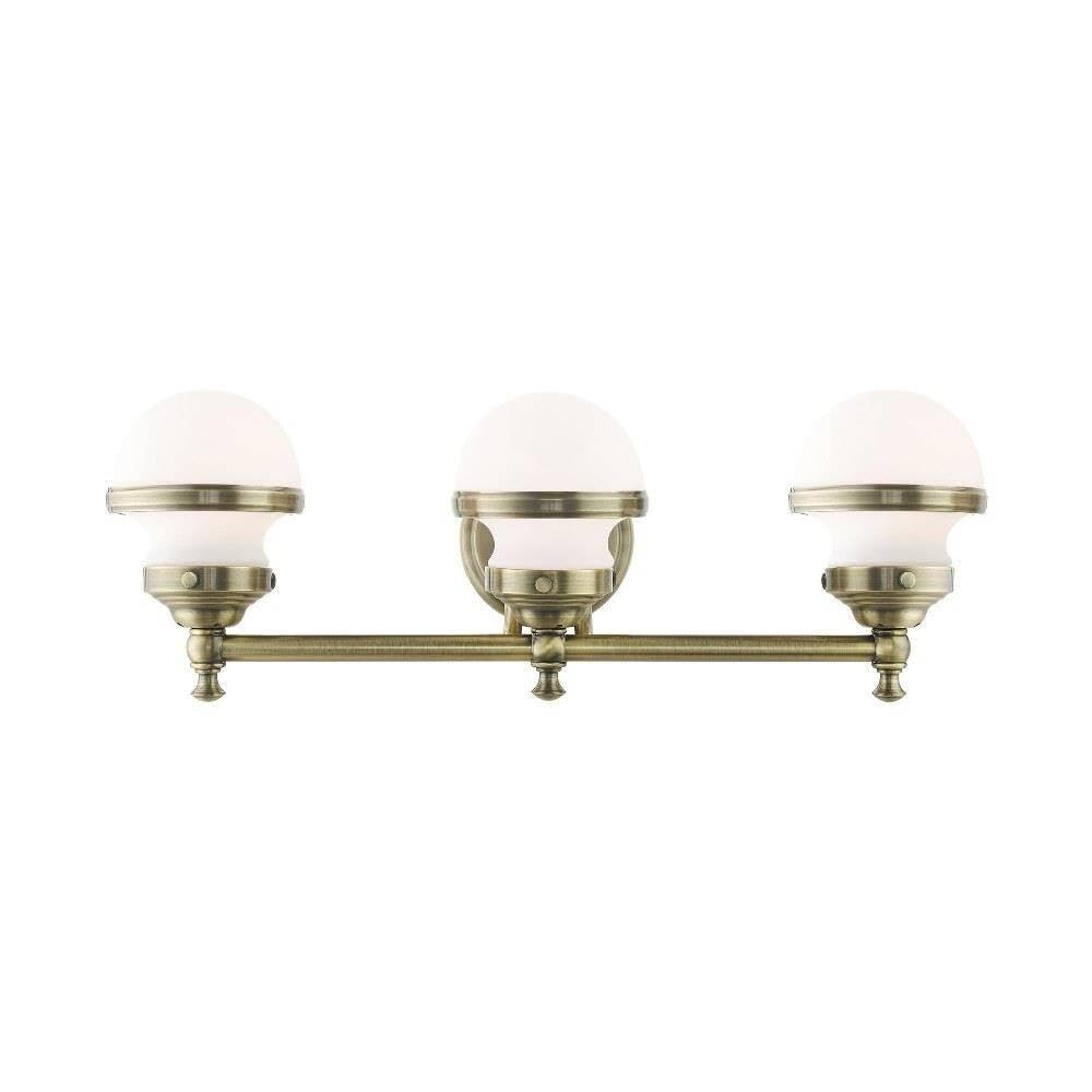 Livex Lighting 3-Light Antique Brass Bathroom Vanity Sconce - Perfect for Bathroom Mirror Lighting and Modern Home Decor