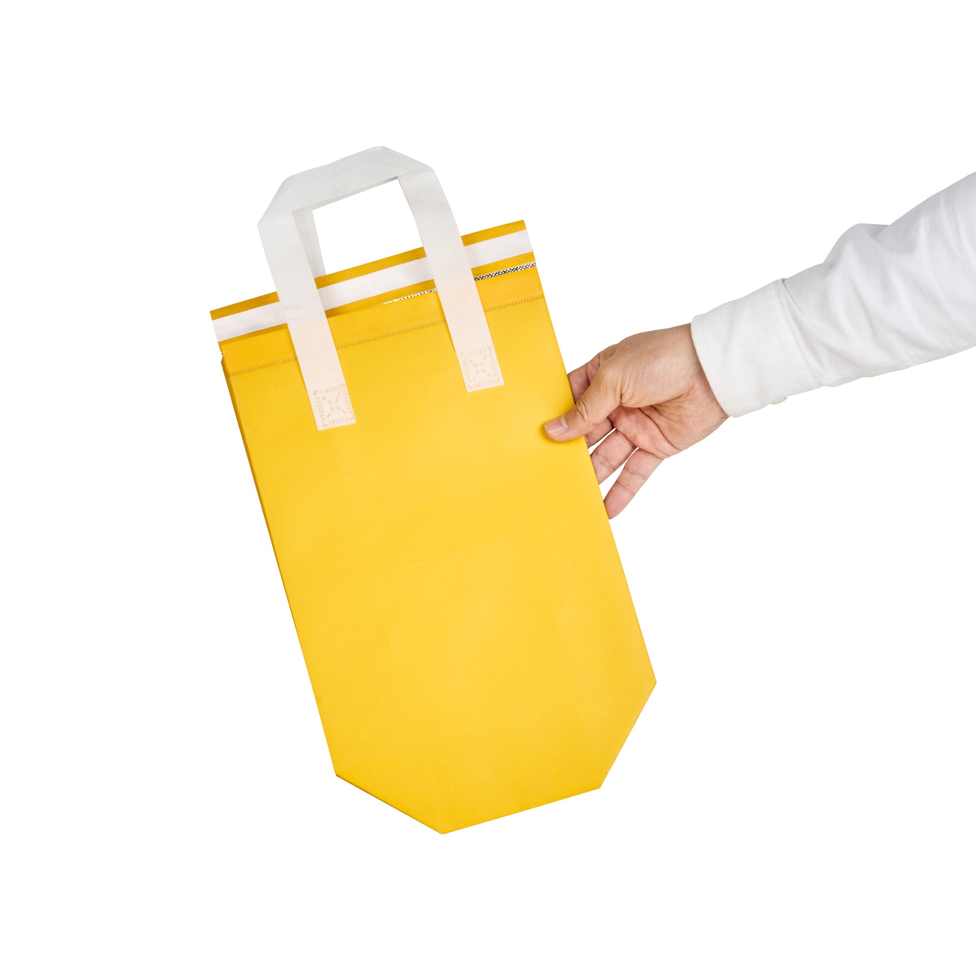 Yellow Insulated Take Out Bags - Tamper Evident Food Delivery Bags (8.25