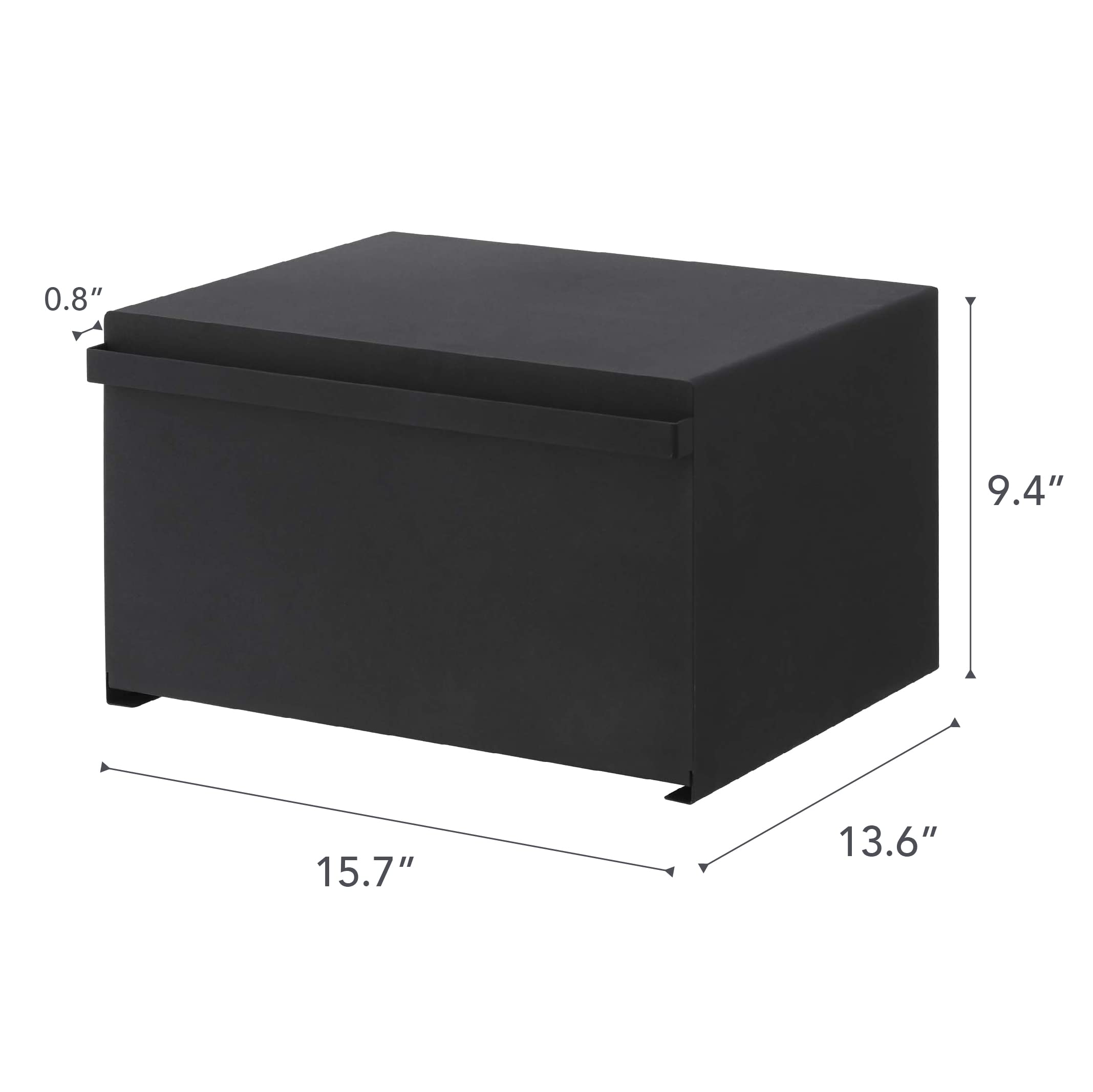 Yamazaki Home Metal Bread Box - Slim Space Saving Counter Storage for Bread, Buns & Pastries - Horizontal Steel Bread Holder for Kitchen Counter & Pantry Organization