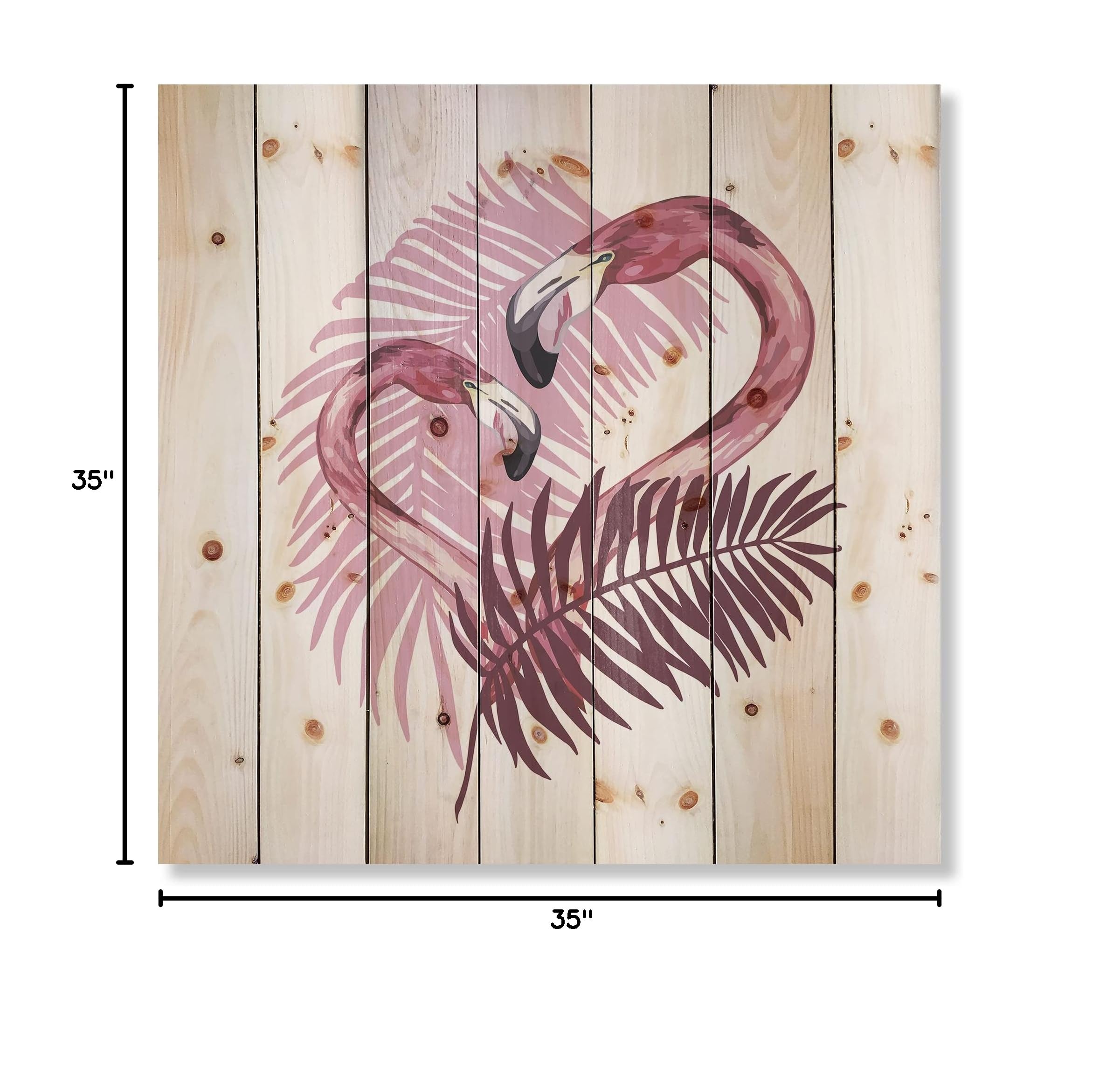 DesignQ Flamingo in Tropical Summer II - Pink Wood Wall Art Decor, Large Animal Wood Wall Panels Printed on Natural Pine - Perfect for Beach House, Nursery, or Boho Chic Home Decor