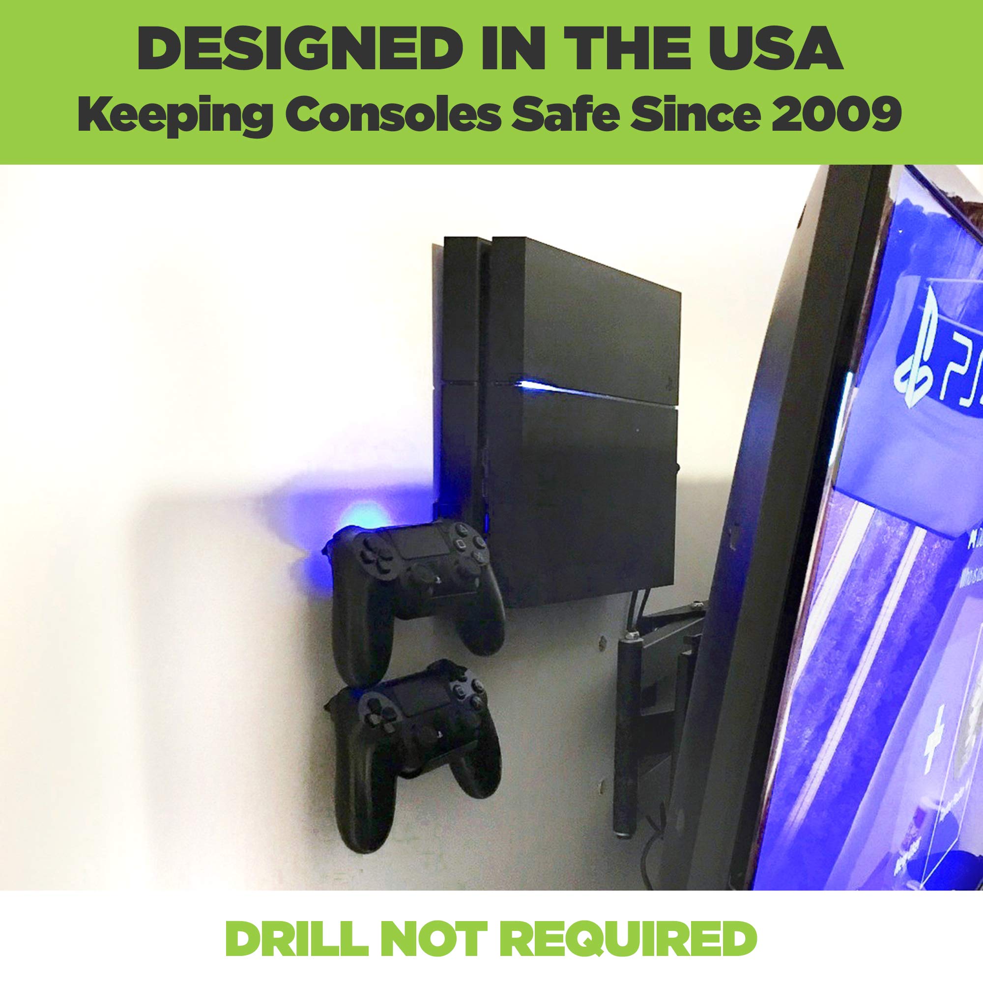 HIDEit Mounts 4 Wall Mount for Original PS4 - Black Steel TV Console Holder - Made in USA (Patented 2016) - Secure Space-Saving Solution for PS4 Near or Behind TV - Perfect for Gaming Rooms & Home Entertainment Setup