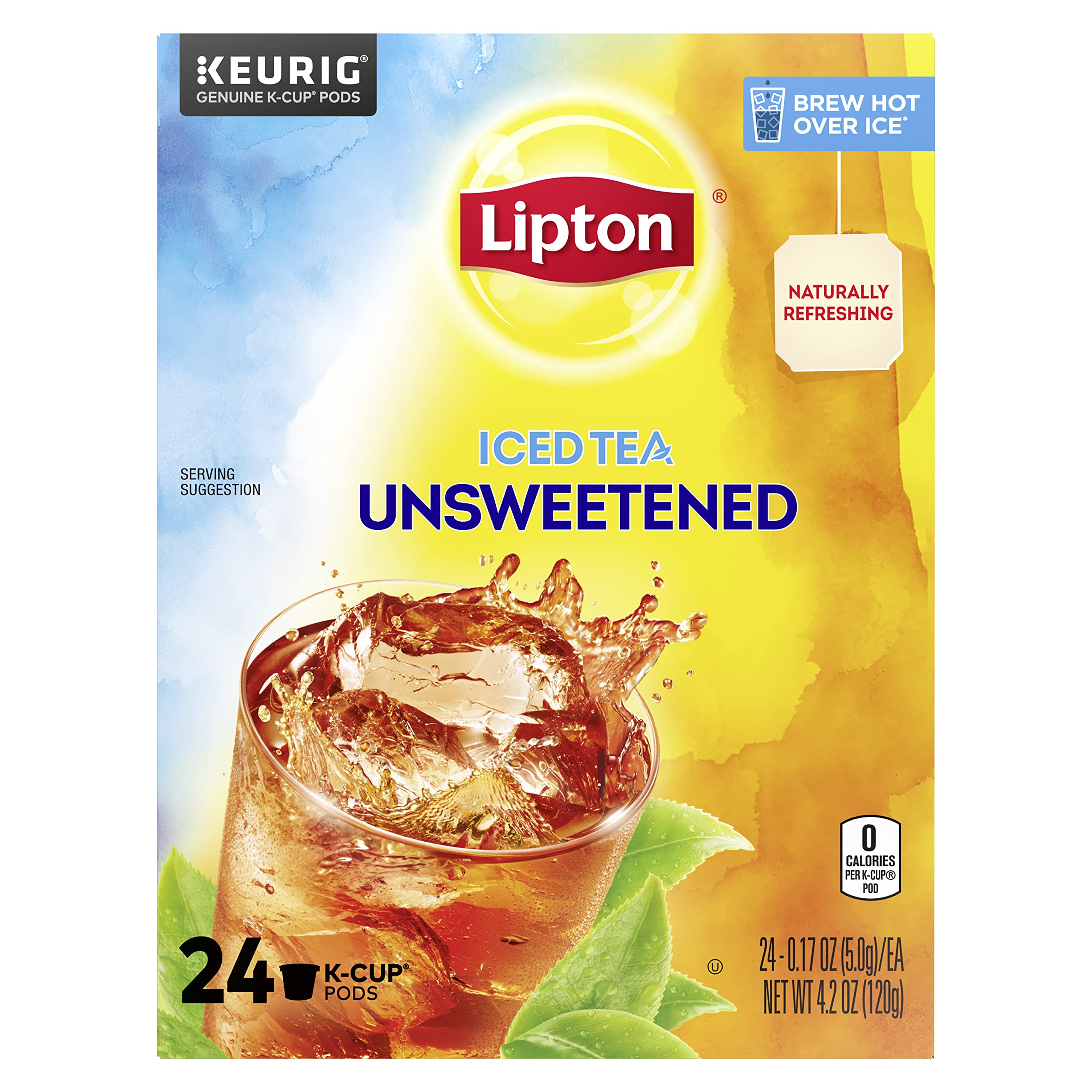 Lipton Unsweetened Black Iced Tea K-Cups - 48 Count (2 Packs of 24) for Keurig Brewers | Refreshing Cold Brew Tea for Summer, Office & Home Use