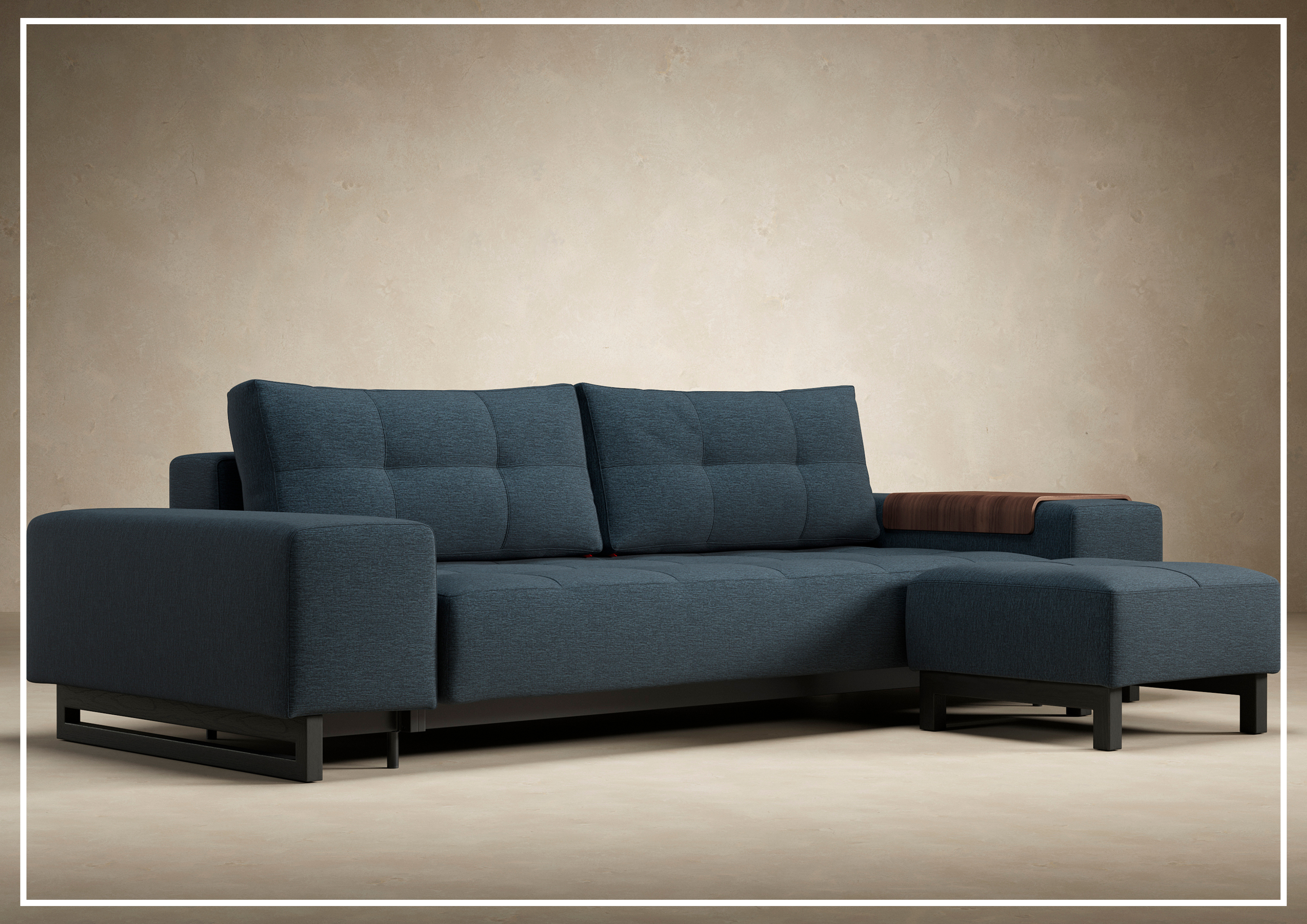 Innovation Living Grand DEL 2-Seater Fabric Sleeper Sofa with Ottoman - Convertible Bed & Lounge Chair for Small Spaces, Guest Rooms & Apartments
