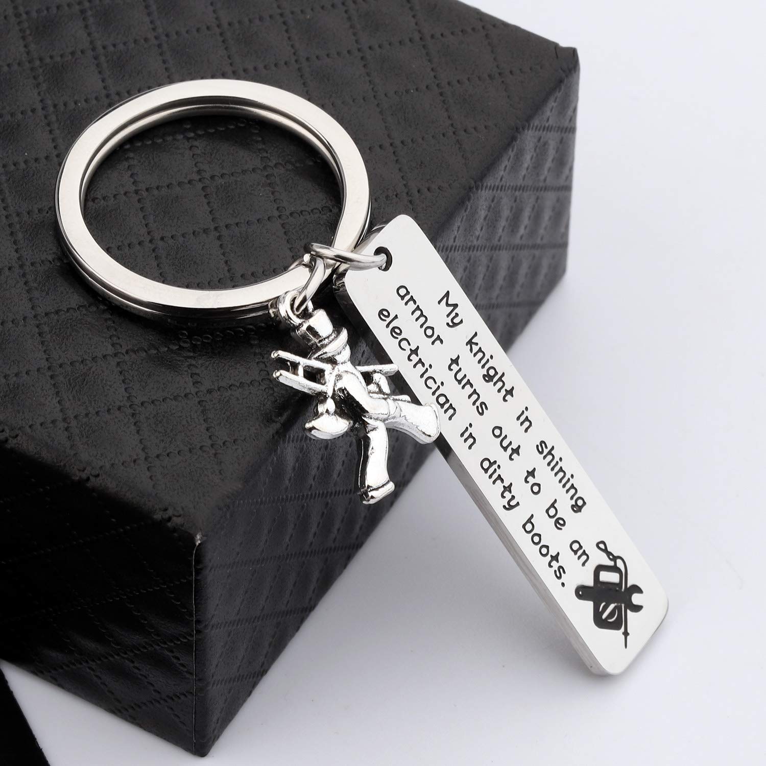 Funny Electrician Keychain - Unique Electrician Gifts for Graduation, Appreciation & Daily Use - My Knight in Shining Armor Keychain for Electricians - Perfect for Work, Gag Gifts & Special Occasions