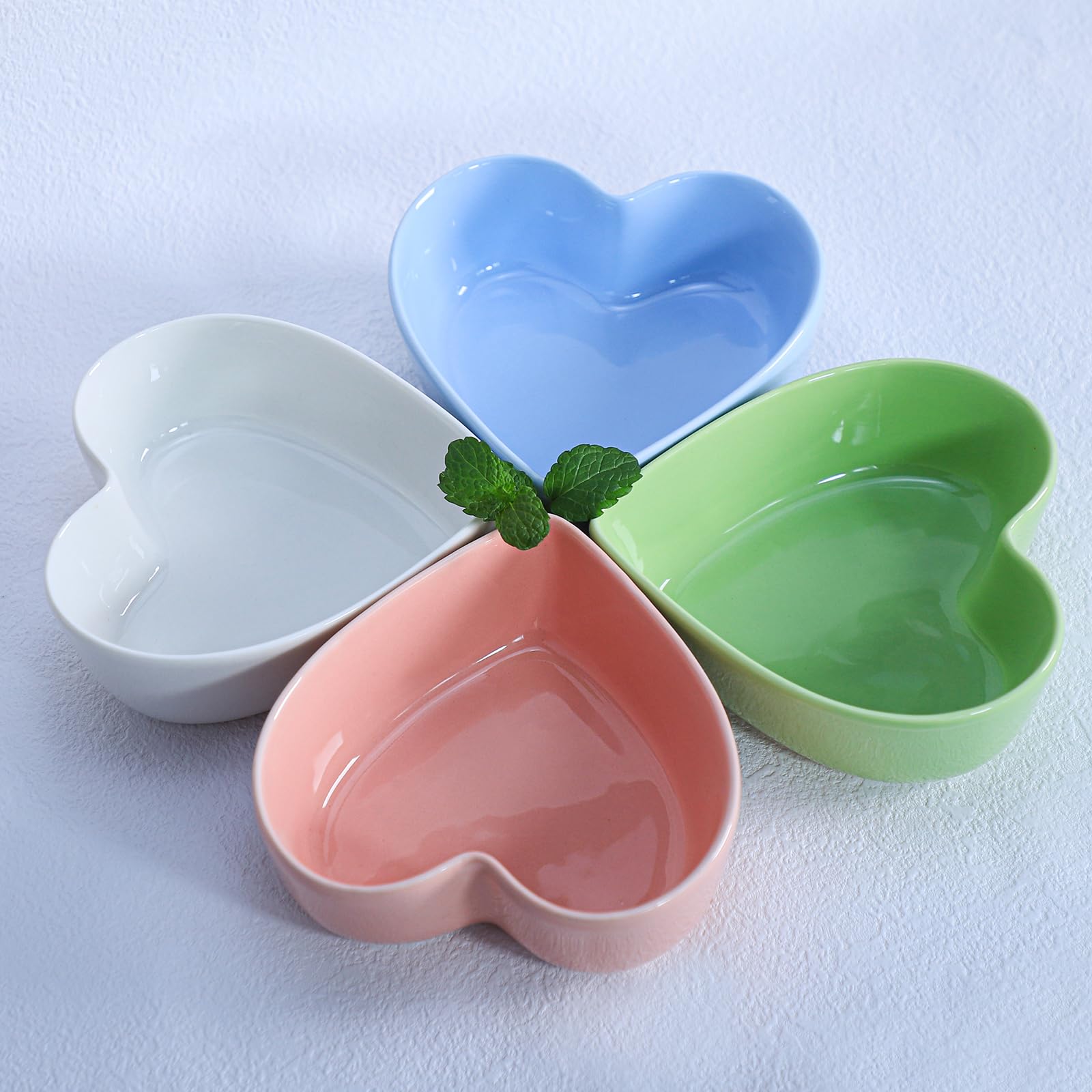2pcs Heart-Shaped Ceramic Bowls for Salad, Soup, Snacks & Dessert - White Kitchenware for Home Dining & Party Serving | Perfect for Valentine's Day, Anniversaries & Romantic Dinners