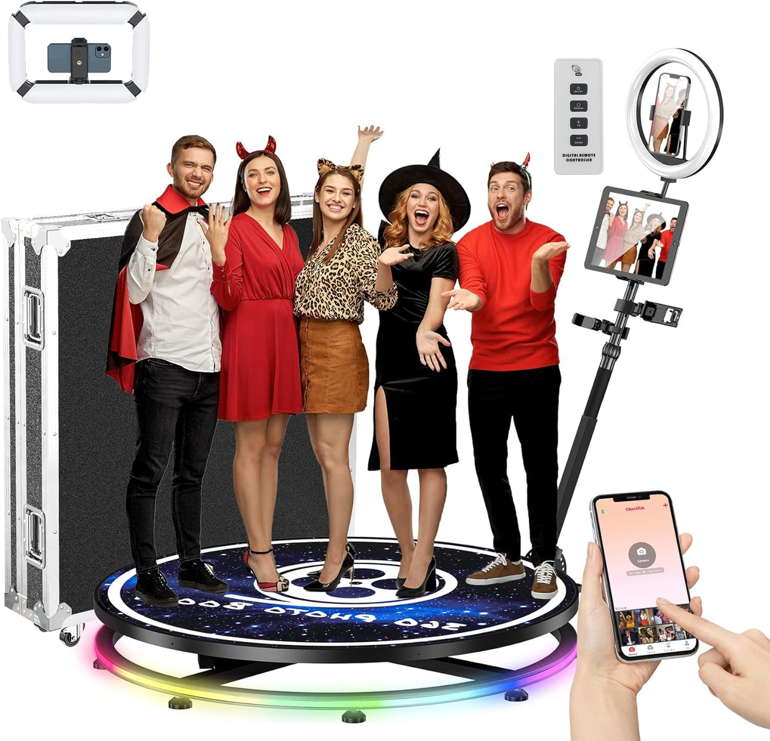 YCKJNB 360 Photo Booth Machine with Flight Case - Wireless Control, Auto Spin for 5-7 People (39.4