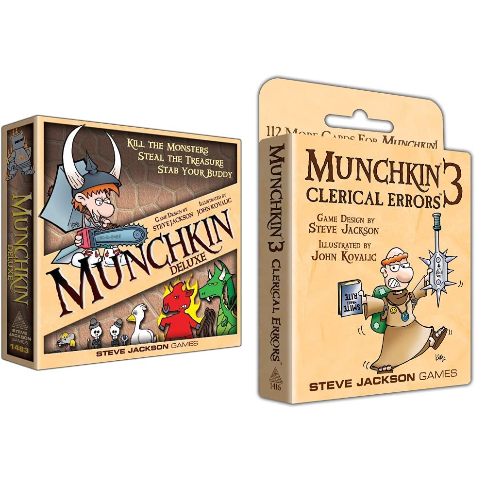 Steve Jackson Games Munchkin Deluxe Board Game - Fantasy Adventure Card Game for 3-6 Players - Includes Expansion & Bonus Content - Perfect for Family Game Nights & Party Entertainment