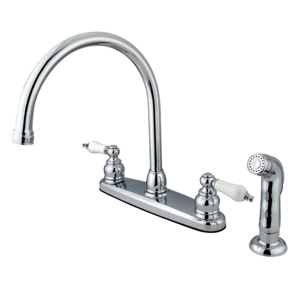 Kingston Brass KB725SP Vintage Centerset Kitchen Faucet - Classic Design for Farmhouse & Traditional Kitchens | Perfect for Sinks, Prep Areas & Dishwashing