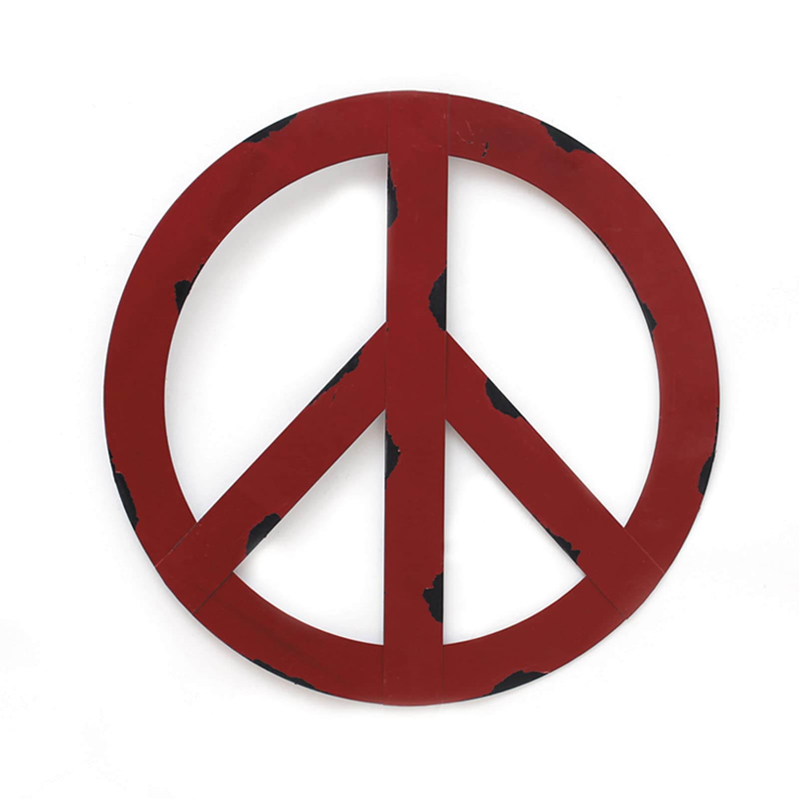 Rustic Metal Peace Sign Wall Decor - 12in, Red for Home & Outdoor