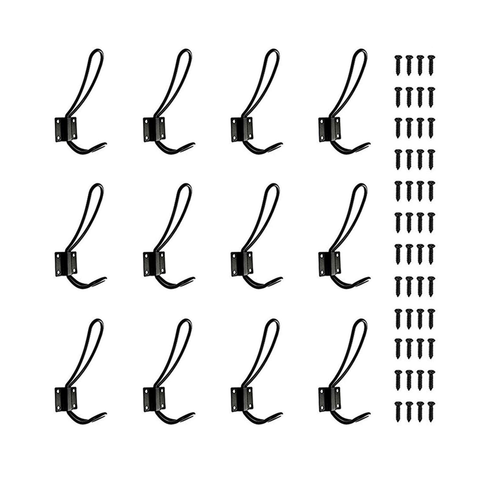 12pcs Black Vintage Coat Hooks - Heavy Duty for Bedroom Bathroom Farmhouse
