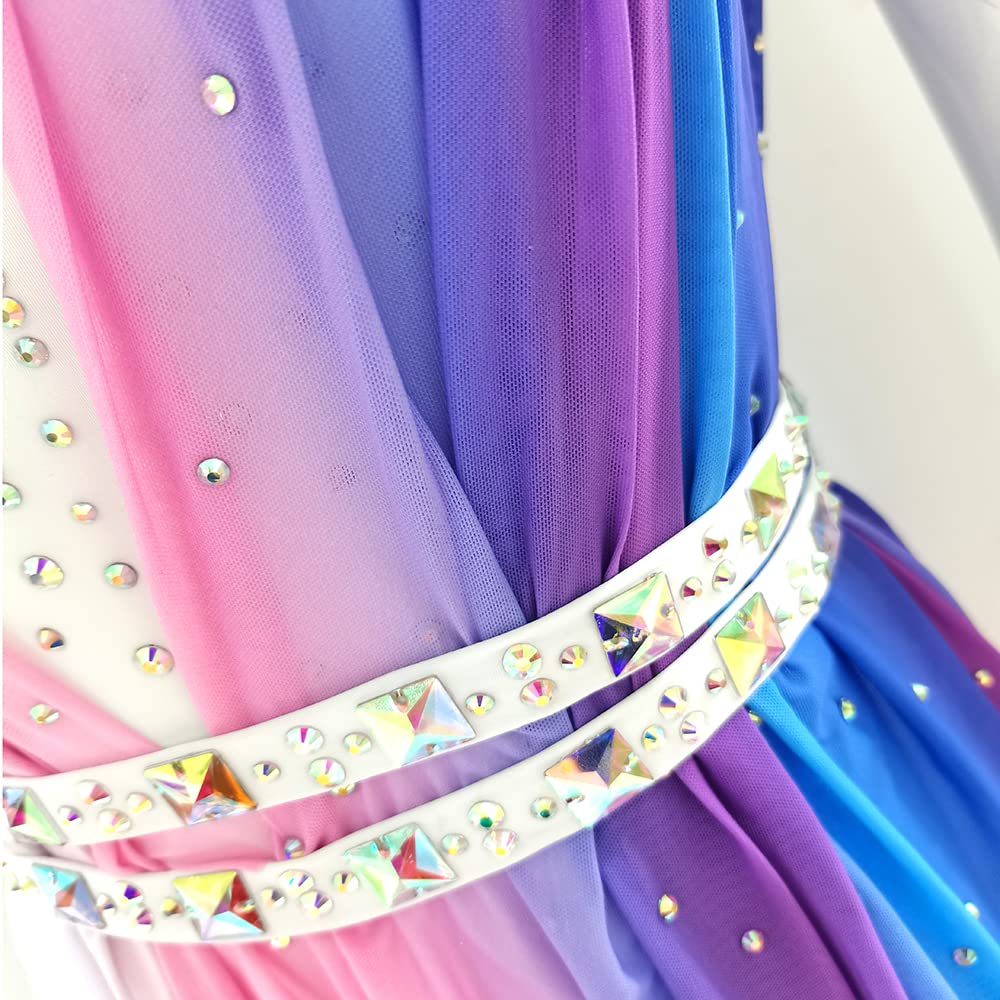 Girls Ice Skating Dress - White Sleeveless Competition Figure Skating Costume for Women & Teens | Perfect for Ice Shows, Competitions & Dance Performances