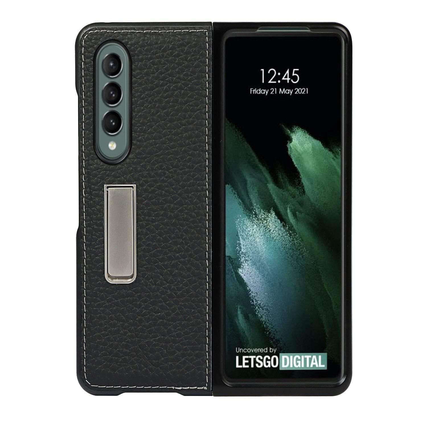 Premium Genuine Leather Flip Cover for Samsung Galaxy Z Fold 3 5G - Slim Protective Case with Card Slot | Perfect for Business & Travel Use