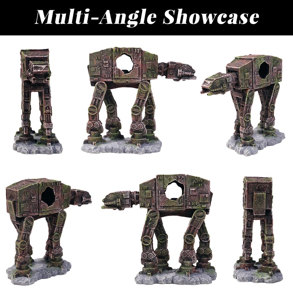Star Wars AT-AT Fish Tank Decorations - Small Aquarium Decor for Betta Fish, Hideout & Play - Perfect for Sleep, Rest & Stress Relief in Home & Office Aquariums